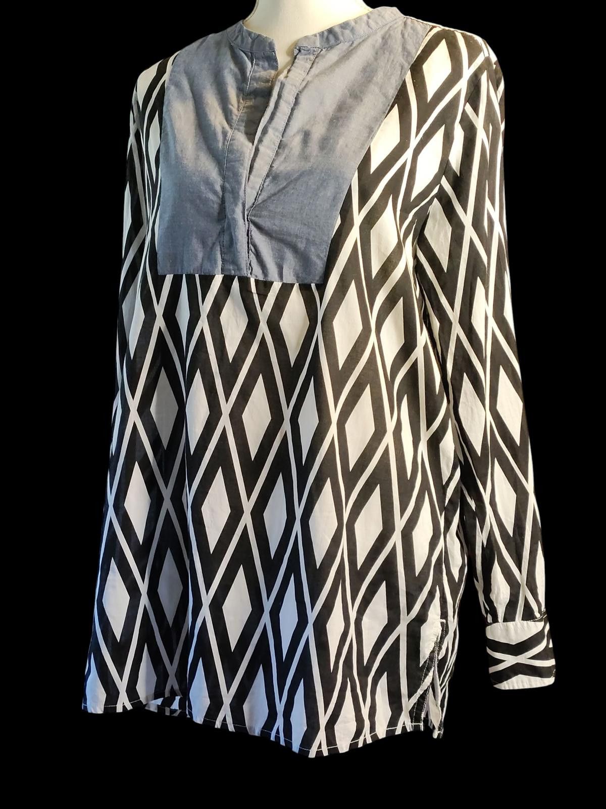 J.Crew J.Crew Women's Geometric Pattern Long Sleeve Blouse Size M / US 6-8 / IT 42-44 - 5 Thumbnail