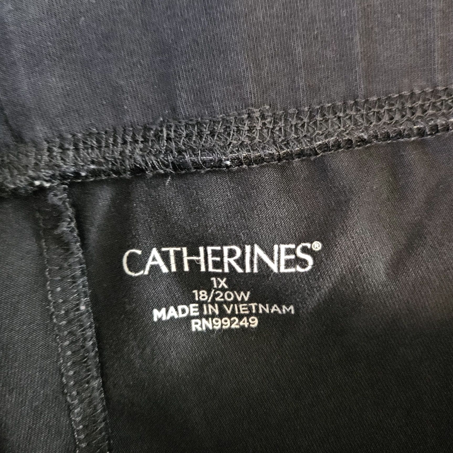 Vintage Catherines Leggings 1X Black Pink High Rise Cotton Blend Womens Activewear Pants Size 40" / US 18 - 7 Thumbnail