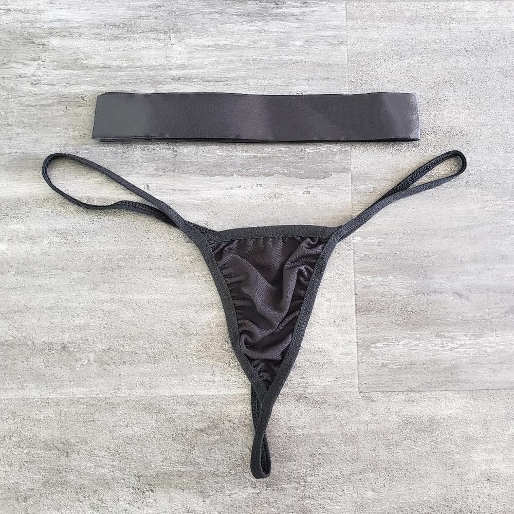 Designer Black Ribbon Detailed Lingerie Nightie w/Panty Size ONE SIZE - 3 Thumbnail
