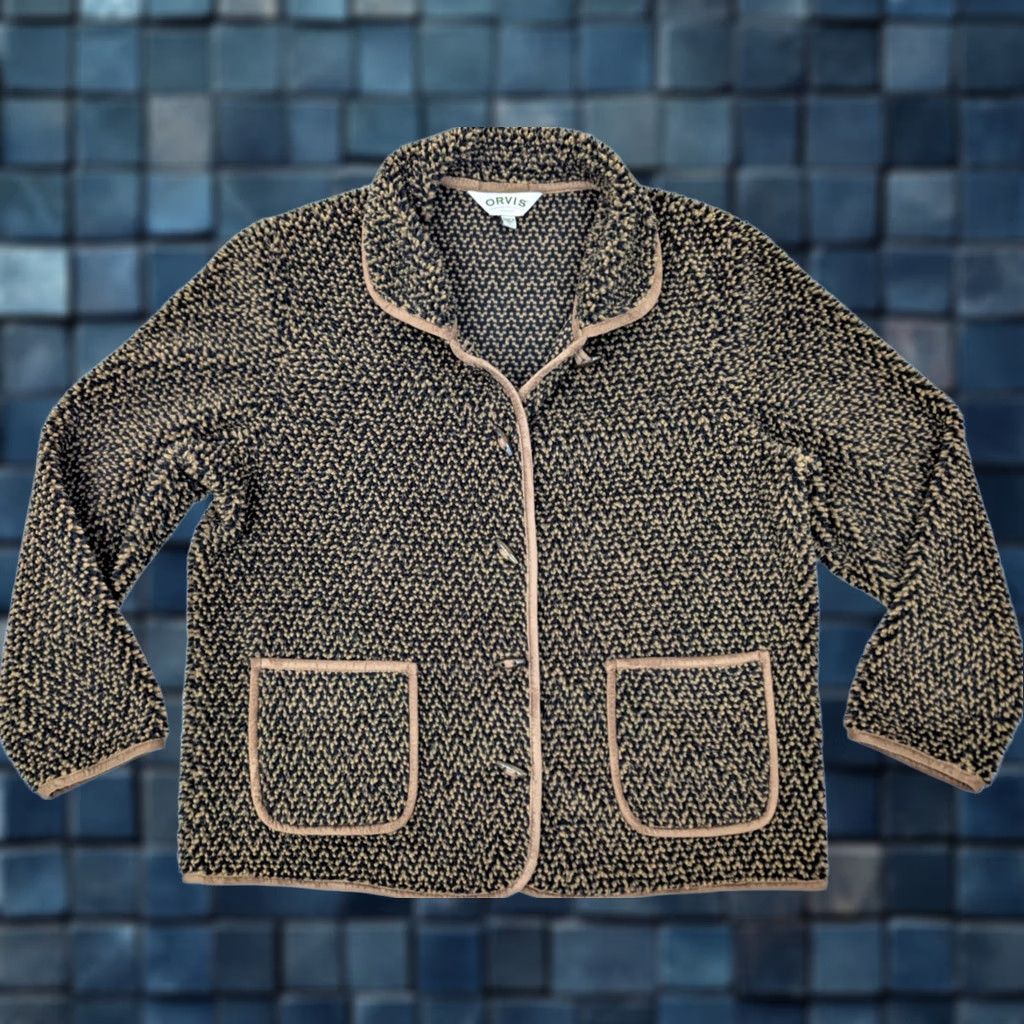 Orvis Orvis Fleece Sherpa Houndstooth Cardigan, Women XL Size XL / US 12-14 / IT 48-50 - 1 Thumbnail