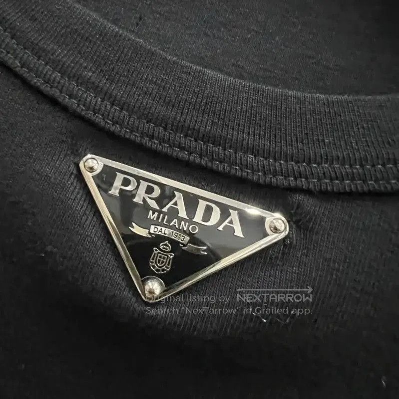 Prada Prada Men's Black Logo Cotton Short Sleeve T-Shirt. Size US M / EU 48-50 / 2 - 2 Thumbnail
