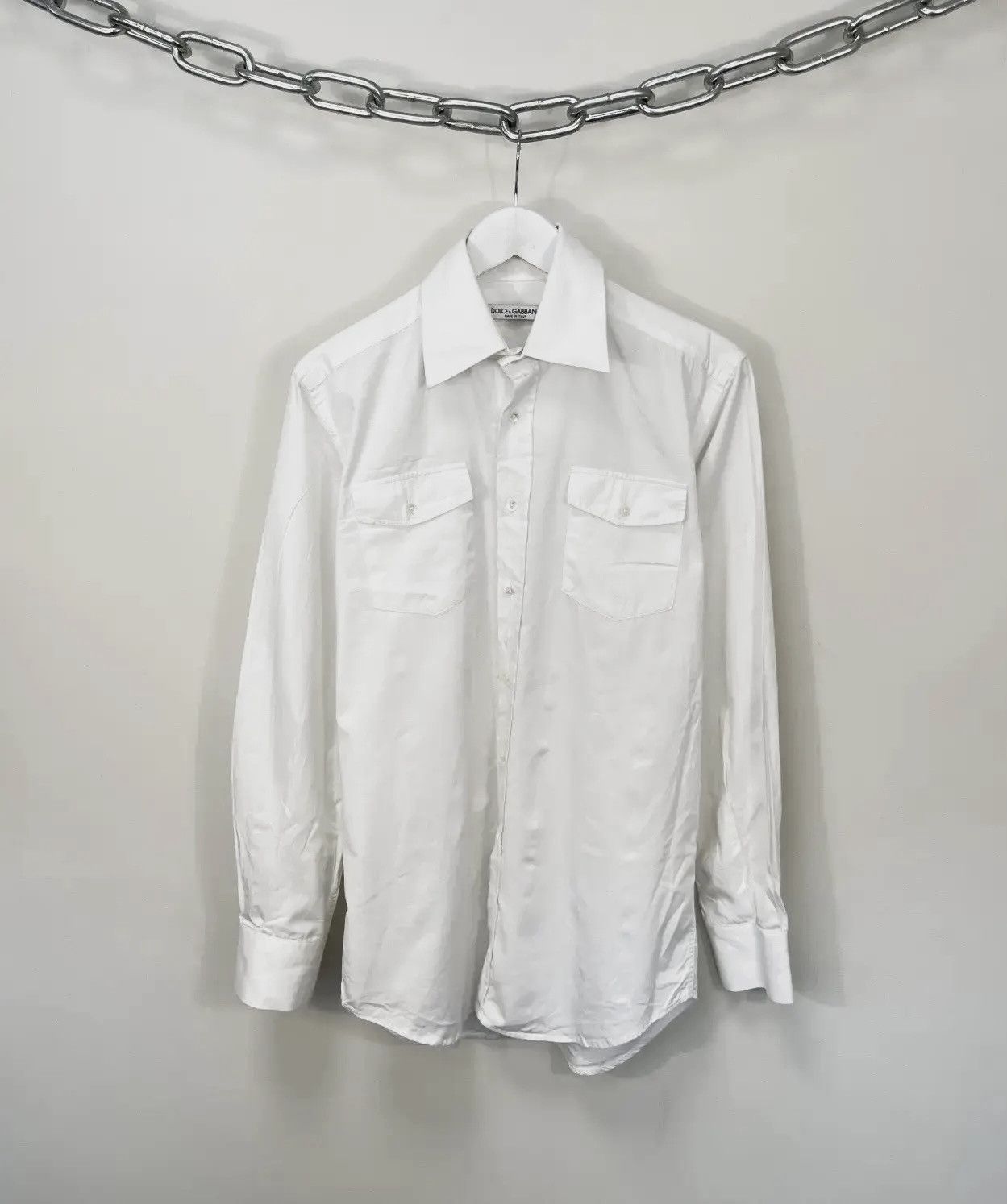Dolce & Gabbana × Vintage Vintage Dolce & Gabbana Rare White Luxury Button Up Shirt Size US M / EU 48-50 / 2 - 1 Thumbnail