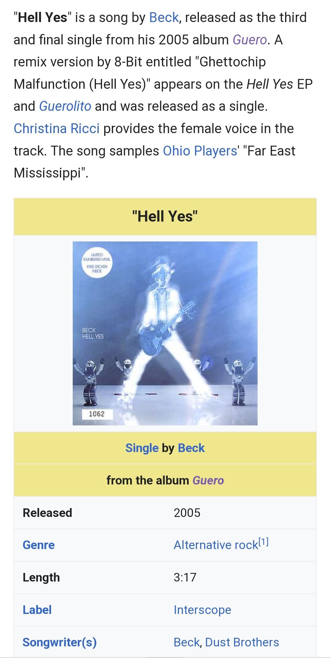 Band Tees Vintage 2005 "Hell Yes" single Guero album Beck Promo tee Size US M / EU 48-50 / 2 - 7 Thumbnail