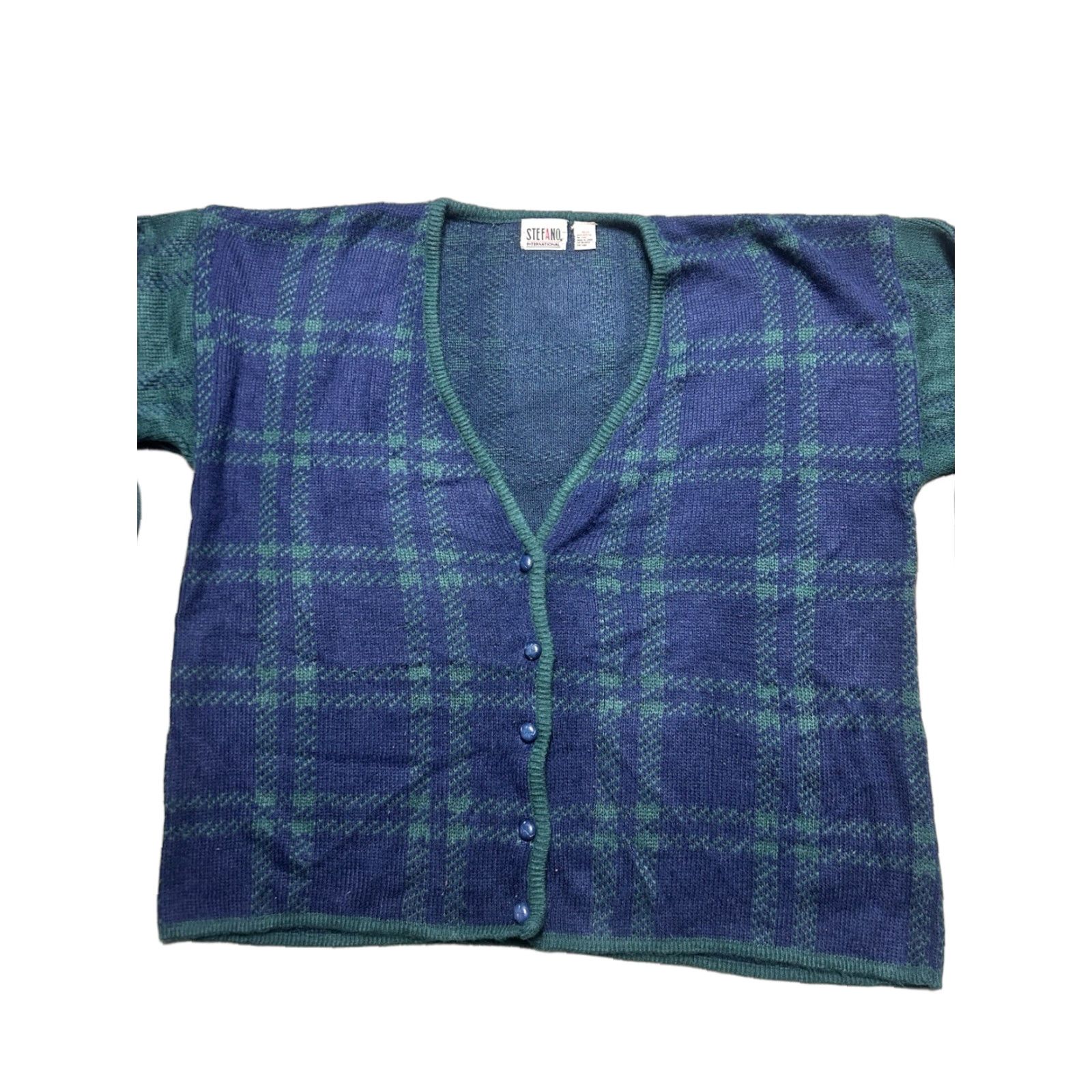 Vintage VINTAGE Stefano international cardigan sweater acrylic knit plaid women’s 26/28 Size 4XL / US 24-26 - 1 Thumbnail