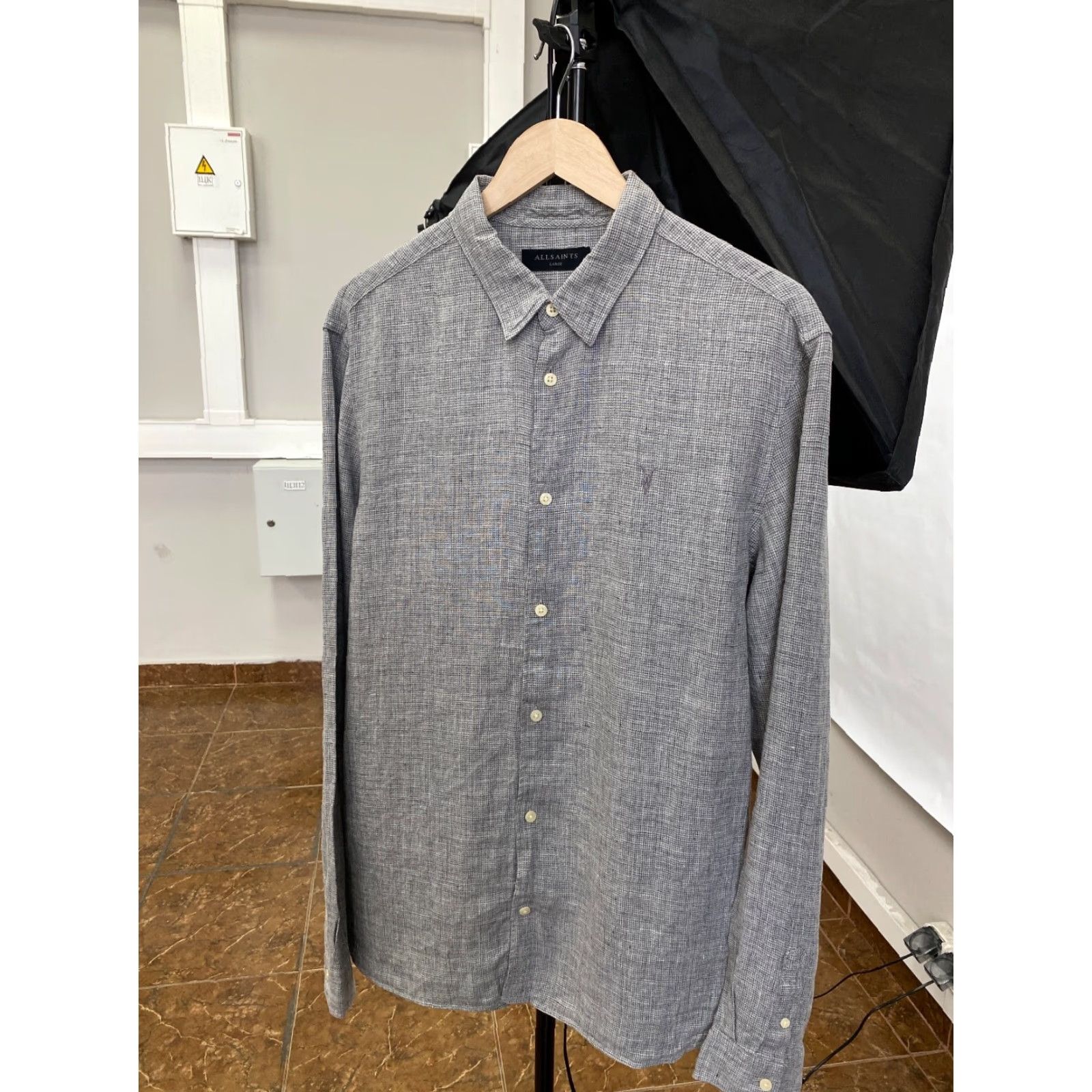 Allsaints AllSaints Linen 100% Shirt Retro Rare Hype Y2K L Grey Men's T-Shirt Size US L / EU 52-54 / 3 - 2 Thumbnail