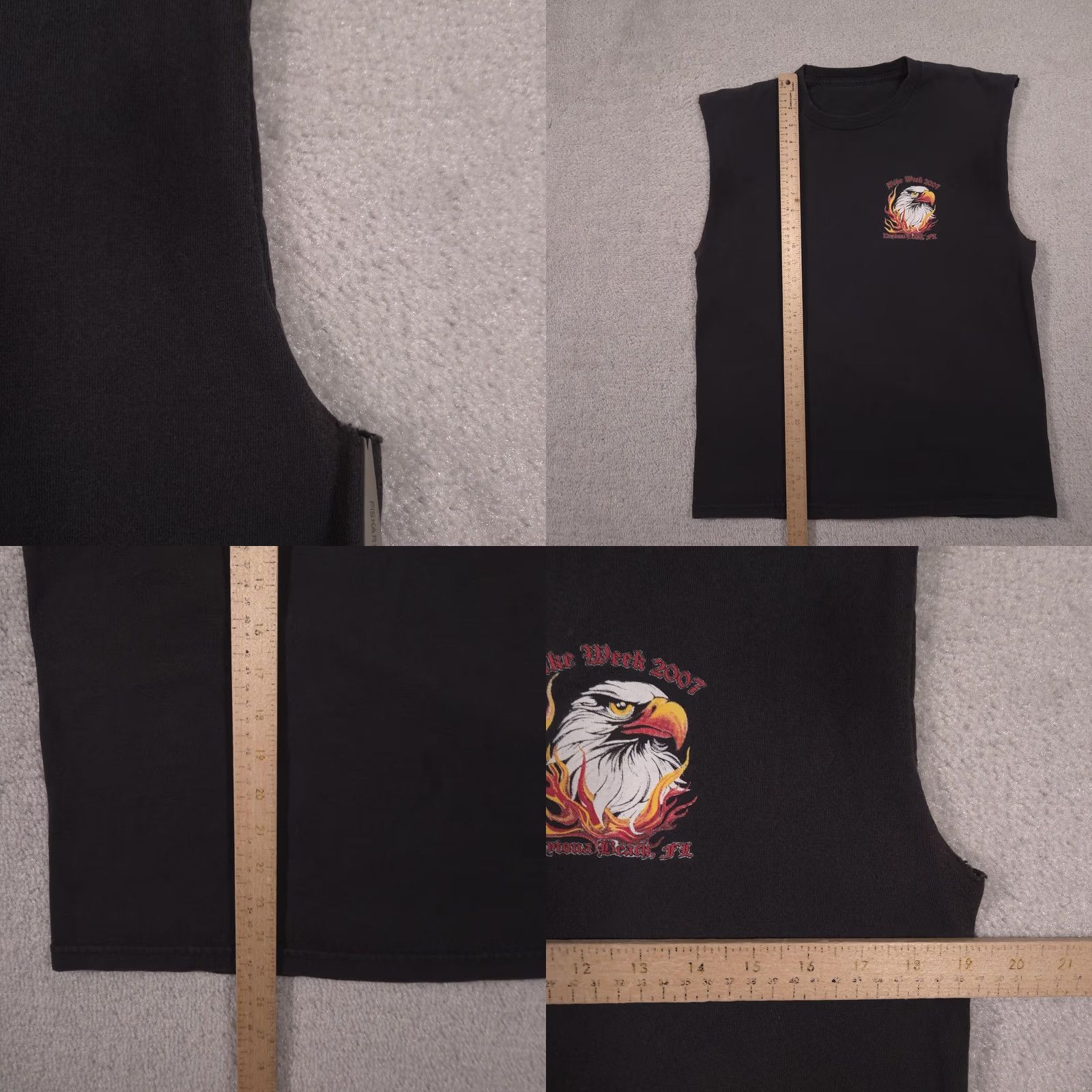 Vintage Bike Week 2007 Shirt Mens Medium Black Eagle Daytona Beach FL Cutoff Tee Size US M / EU 48-50 / 2 - 8 Thumbnail
