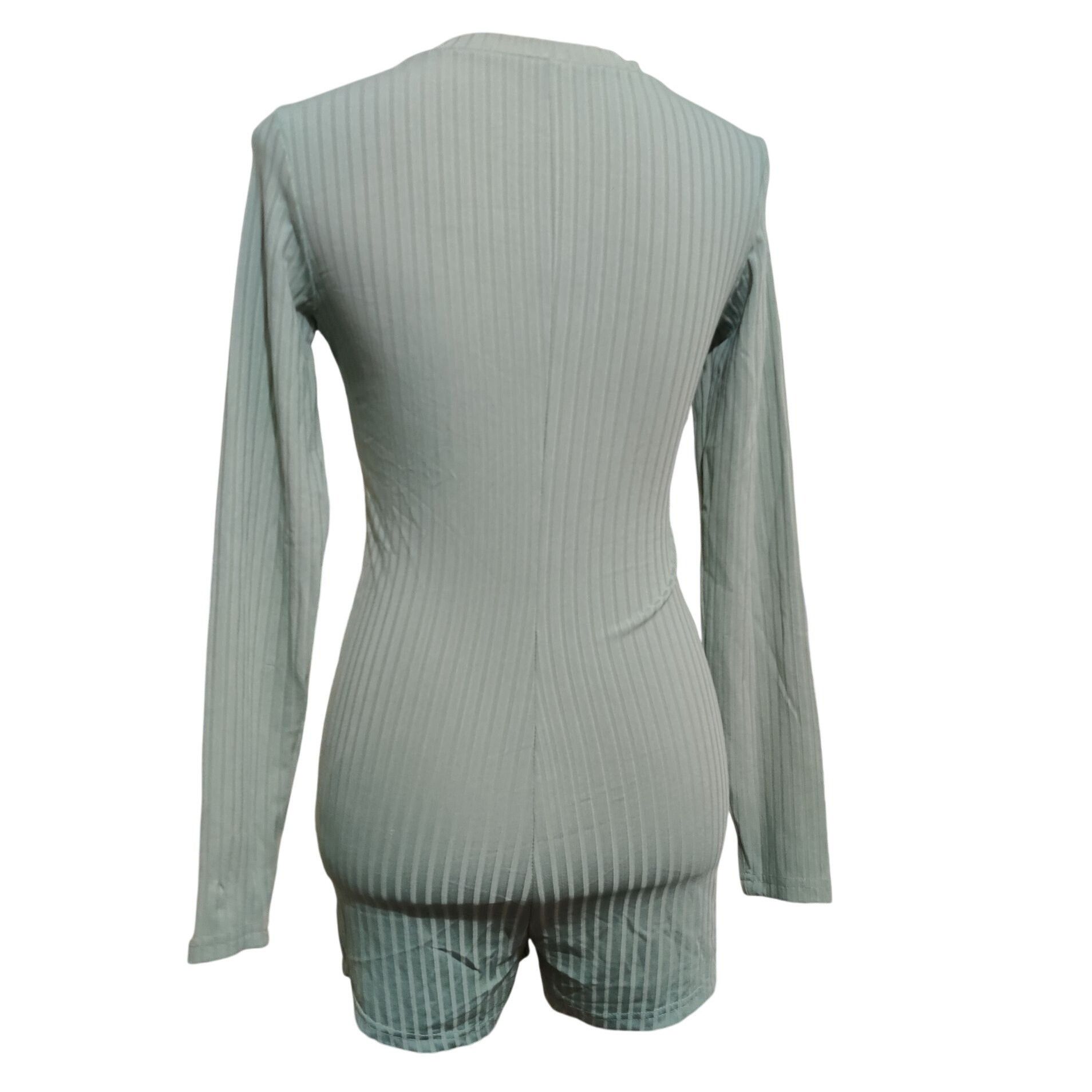 Other Womens Romper Pajama One Piece Ribbed Long Sleeve Button Fro Size S / US 4 / IT 40 - 3 Thumbnail
