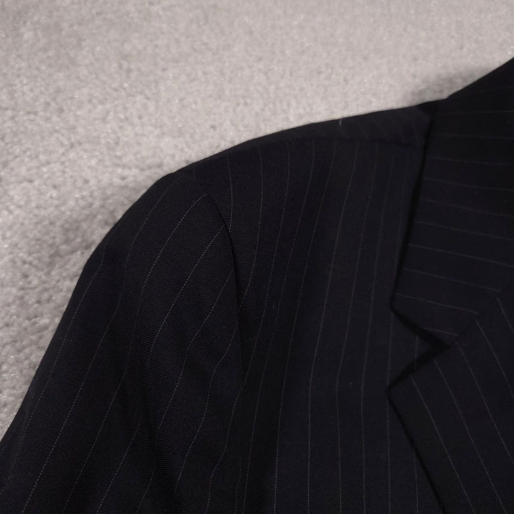 Chaps Chaps Blazer Mens 44R Blue Pinstripe Wool Suit Jacket Formal Lined Two-Button Notch Lapel Regular Chest Pocket Front Pockets Size 44R - 6 Thumbnail