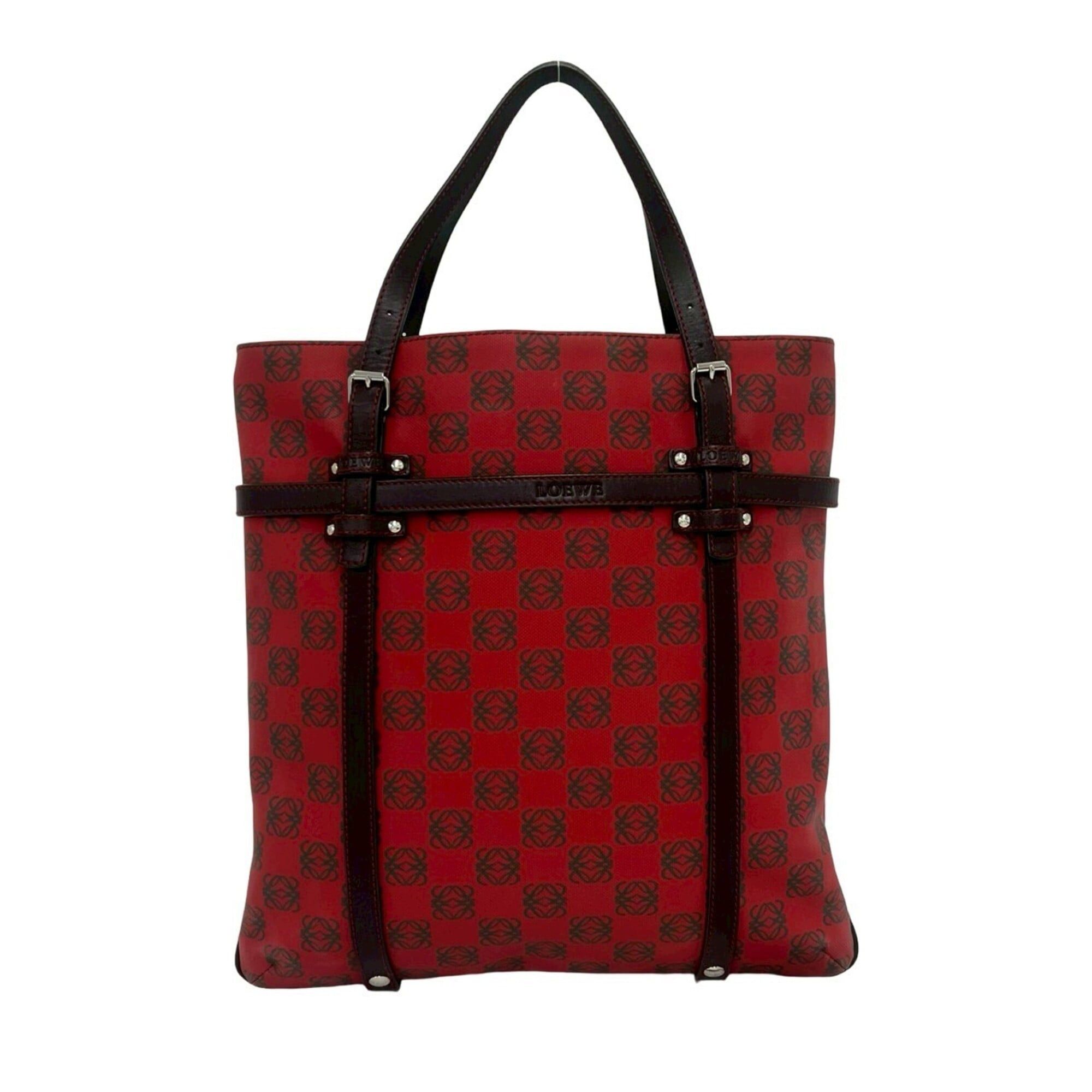 Loewe LOEWE (Loewe) Anagram Logo All-Over Print Leather Handbag Mini Tote Bag Business Red Brown 77472 Size ONE SIZE - 1 Thumbnail