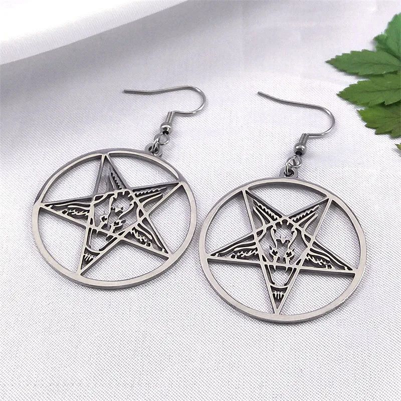 Jewelry Satan Inverted Pentagram Drop Earrings Jewelry Gift Size ONE SIZE - 1 Preview