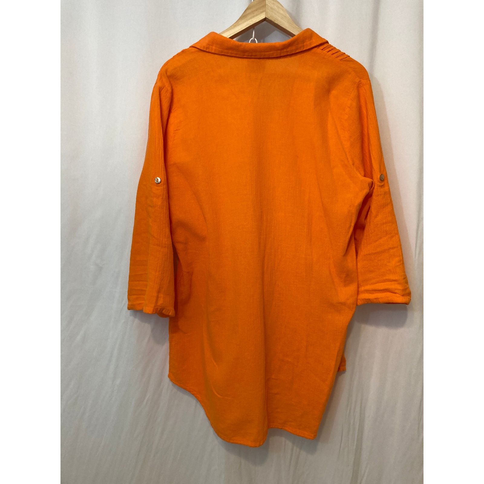 Other Dunes Orange Shell Buttons Textured Button Up Blouse Top Size L / US 10 / IT 46 - 11 Thumbnail