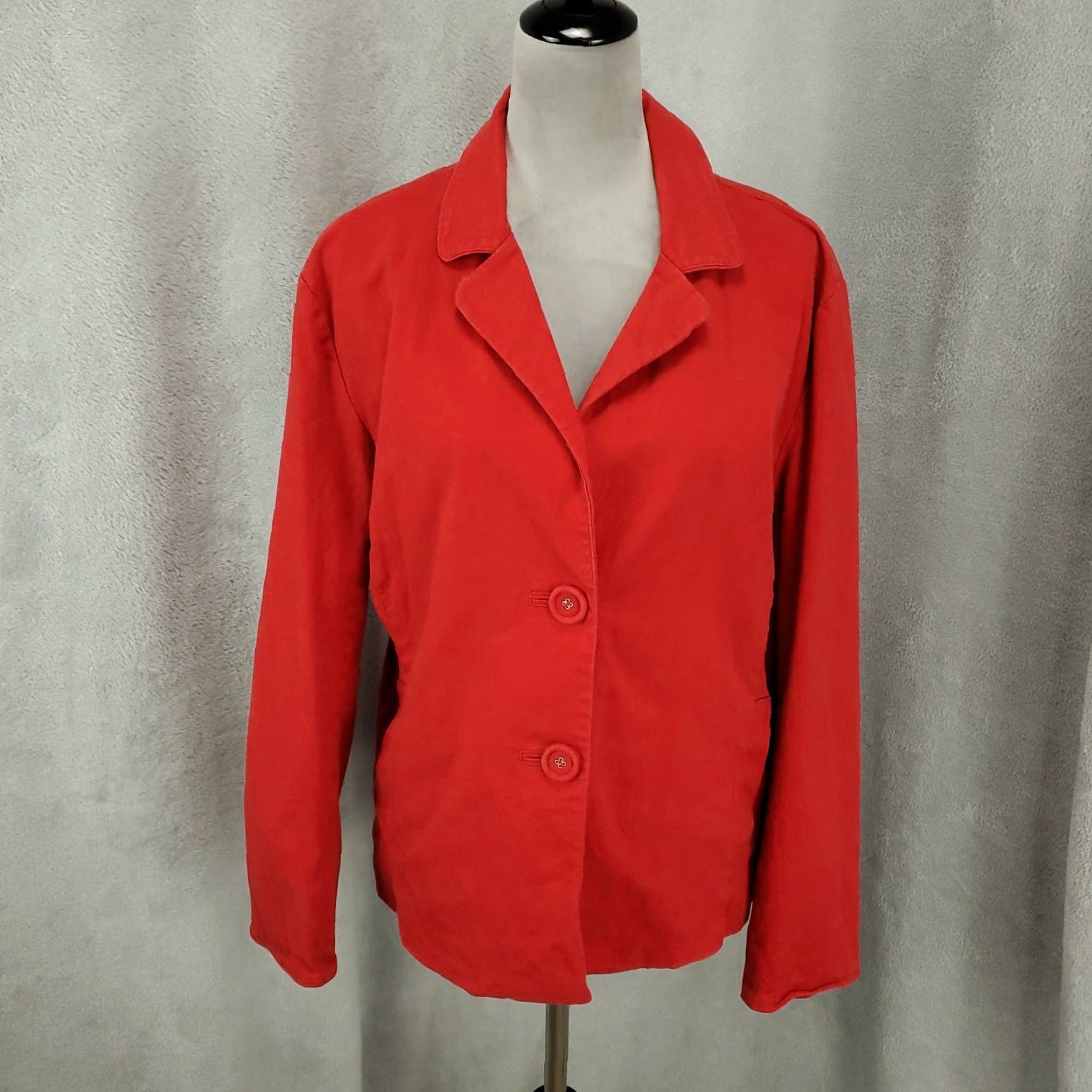 Vintage Chicos Jacket Womens XL Red Button Up Blazer Lined Midweight Stretch Chicos 3 Size XL / US 12-14 / IT 48-50 - 2 Thumbnail