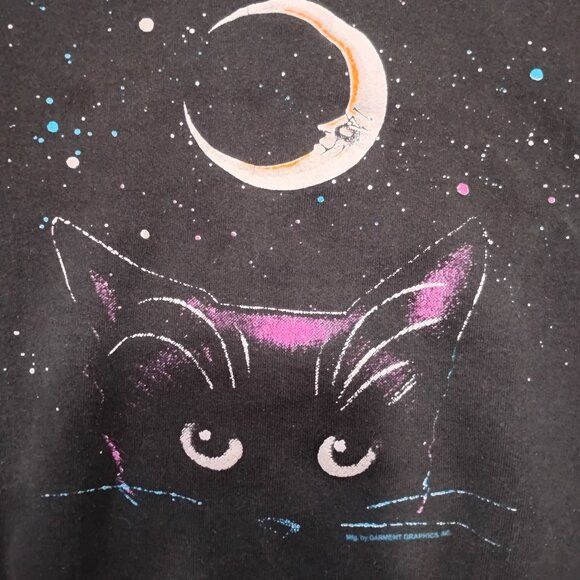 Fruit Of The Loom Vintage Black Cat Crescent Moon Crewneck Sweatshirt Size US M / EU 48-50 / 2 - 1 Thumbnail