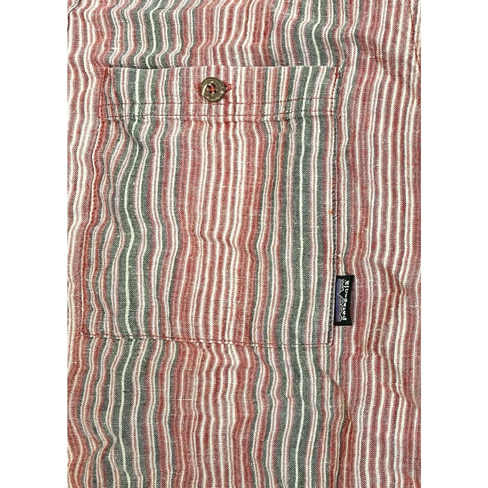 Patagonia VINTAGE Patagonia Hemphasis Shirt Mens XL Red Gray Striped Hemp Surf Hiking Button-Up Short Sleeve Casual Workwear Size US XL / EU 56 / 4 - 4 Thumbnail