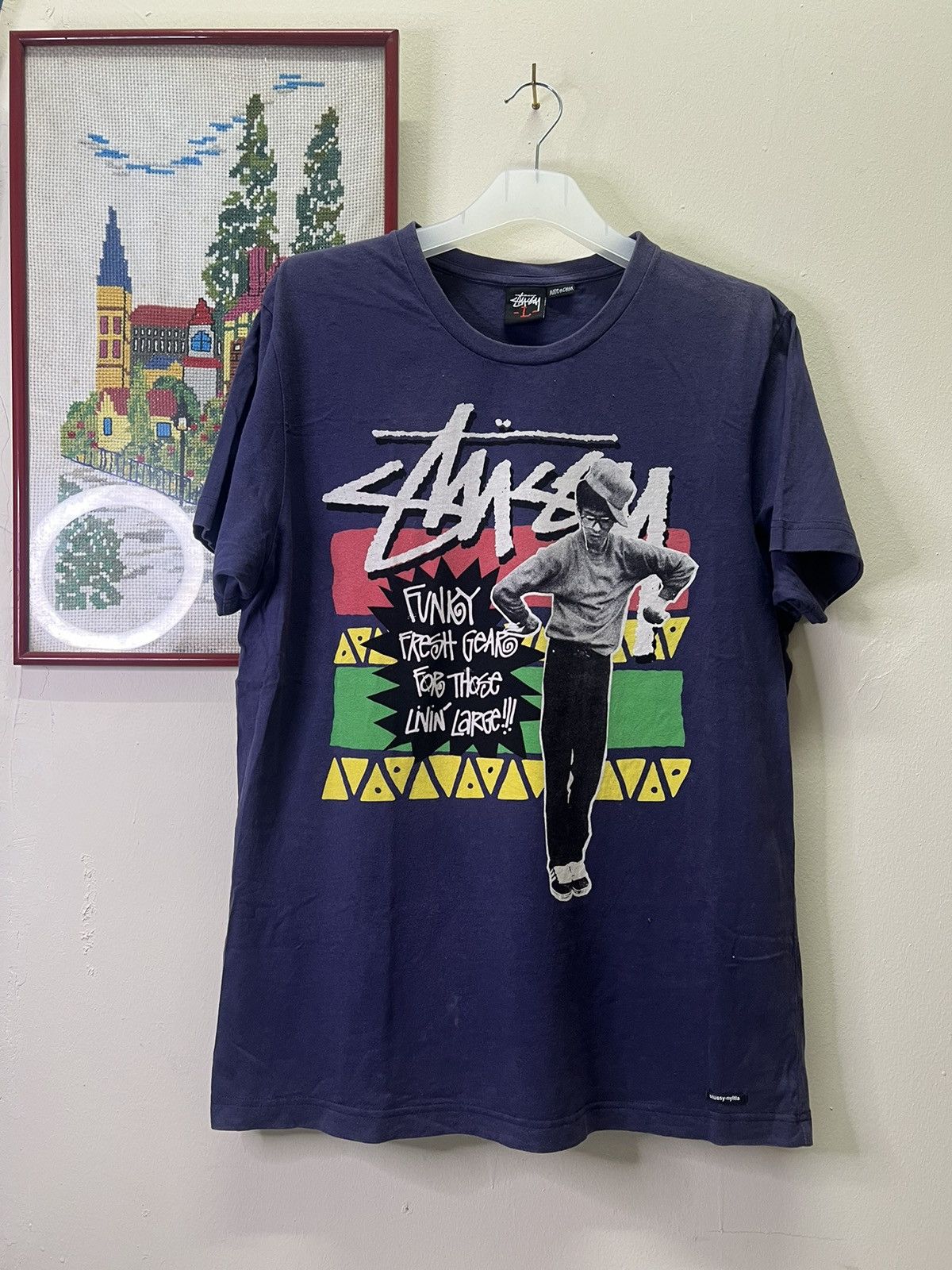 image of Stussy Funky Livin Y2K Vintage in Purple, Men's (Size Large)