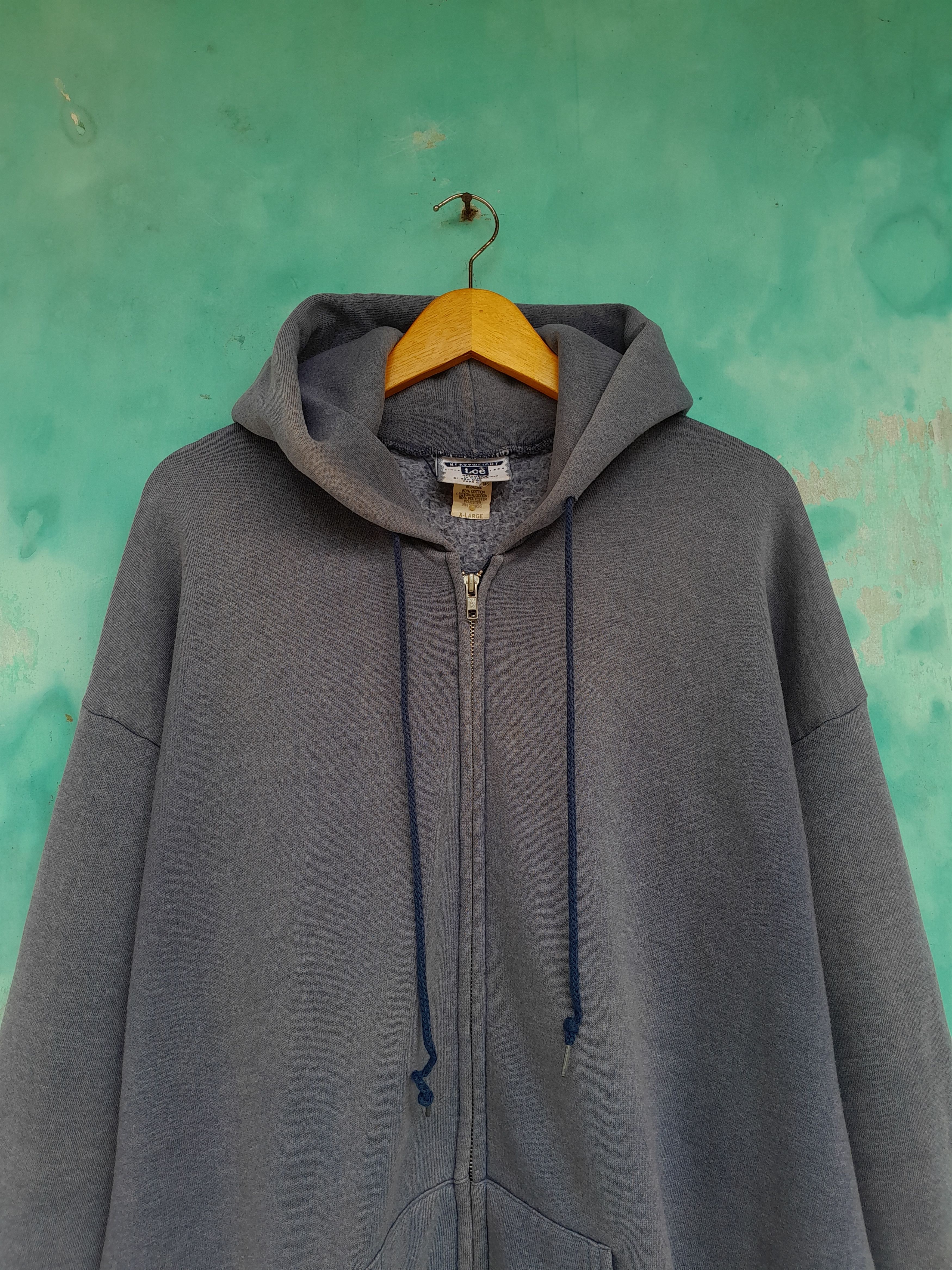 Lee Vintage 90s LEE Blank zipper hoodie Rap tee style Size US XL / EU 56 / 4 - 3 Thumbnail