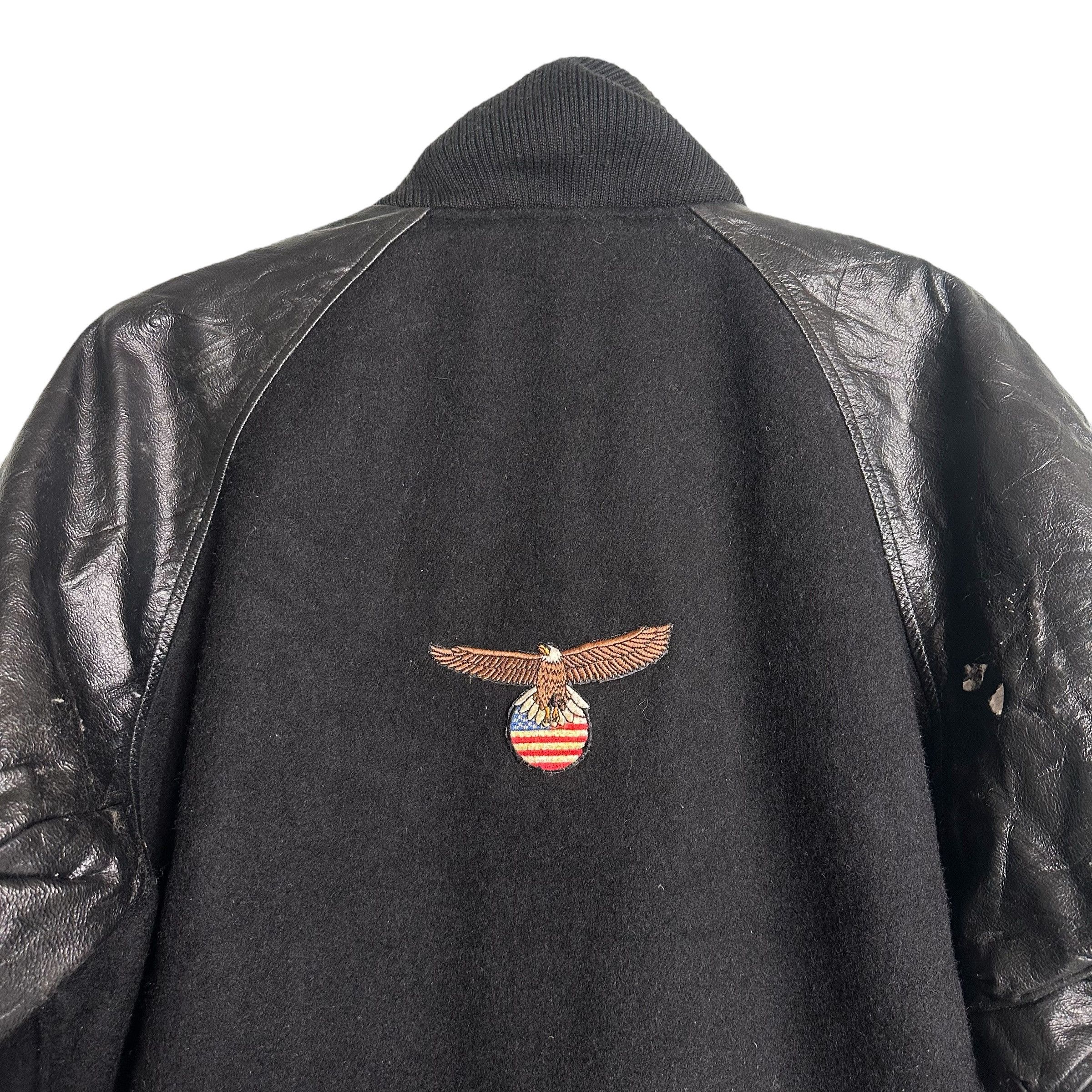 Genuine Leather 🔥RARE🔥Vintage Military Sleeve Leather Wool Varsity Jacket Size US L / EU 52-54 / 3 - 5 Thumbnail