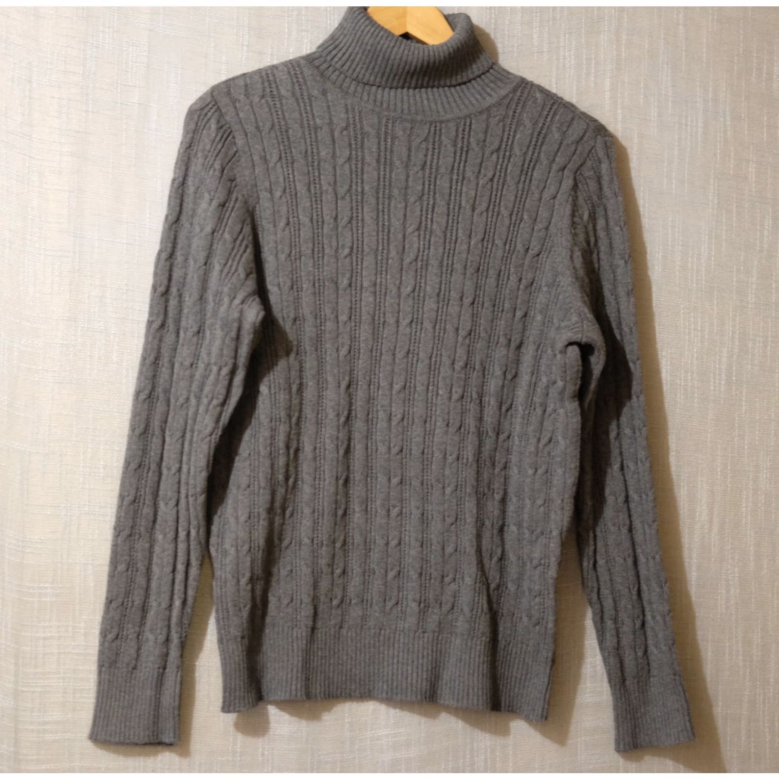 Vintage VINTAGE EUC St. John's Bay Dark Grey Cable Knit Turtle Neck Sweater Womens XL #A14-6 Size XL / US 12-14 / IT 48-50 - 2 Thumbnail