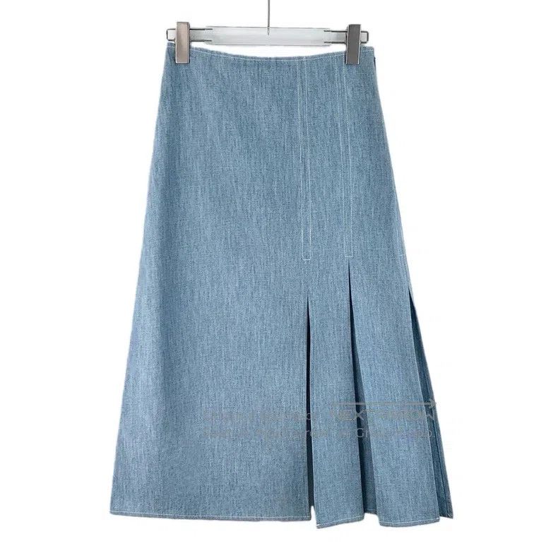 Fendi Fendi Light Blue Double F Embroidered Cotton Side-Slit Cas Size 24" / US 00 / IT 34 - 1 Thumbnail