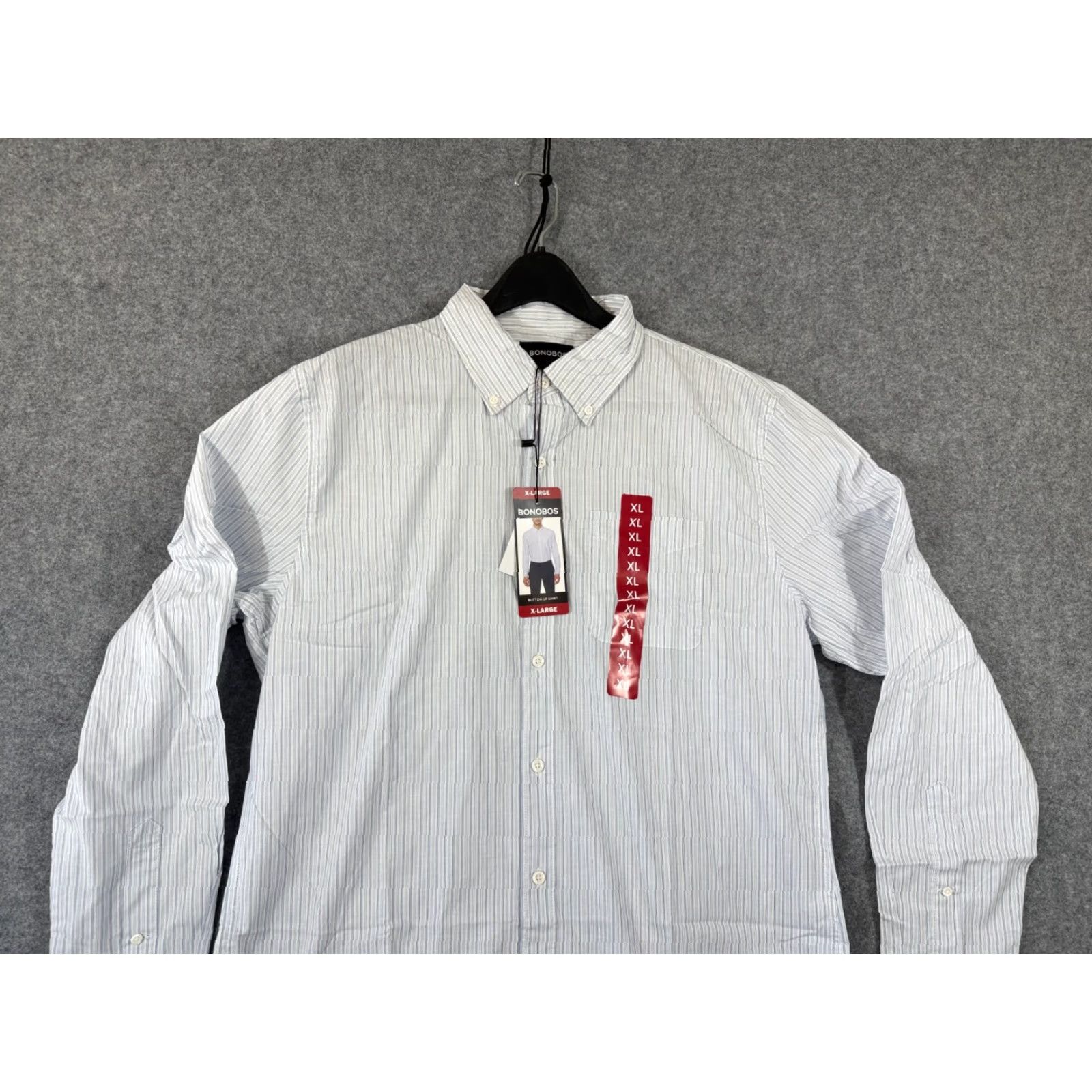 Bonobos Bonobos Shirt Mens XL Light Blue Pinstriped Stretch Long Sleeve Button-Up NWT Size US XL / EU 56 / 4 - 4 Thumbnail