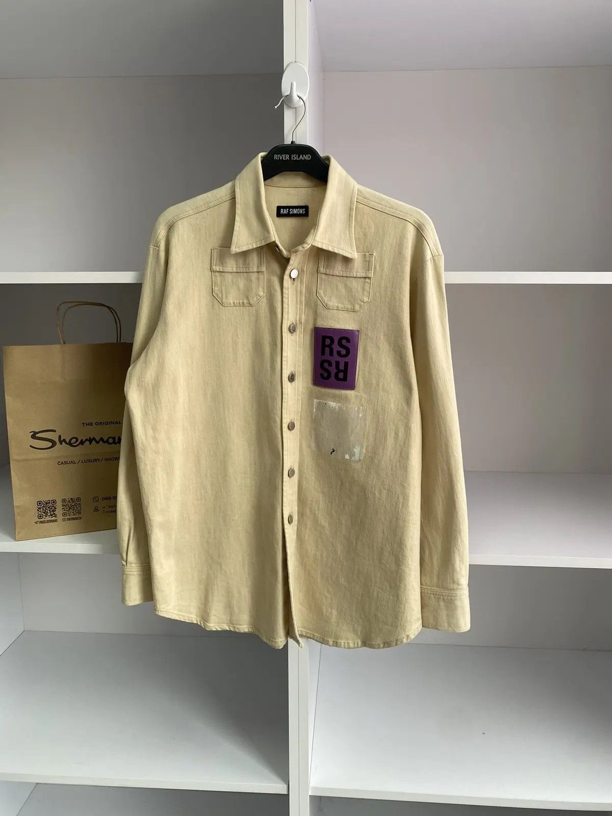 Raf Simons × Vintage Vintage Raf Simons 15SS Two Pocket RS Walker Patch Shirt Size US L / EU 52-54 / 3 - 3 Thumbnail