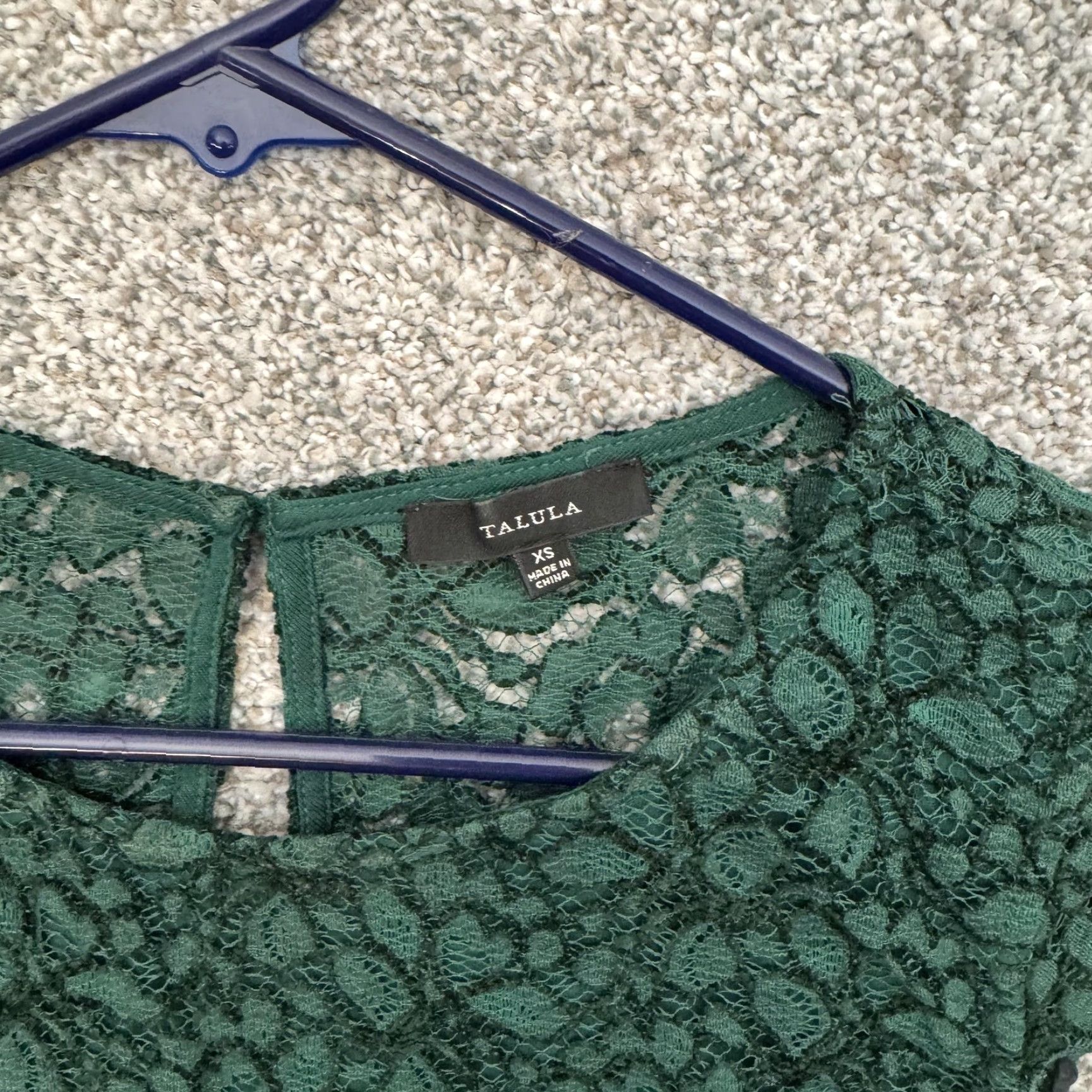 Vintage Talula Lace Top Blouse Womens XS Green Sleeveless Lined Scallop Hem Floral Boho Size XS / US 0-2 / IT 36-38 - 5 Thumbnail