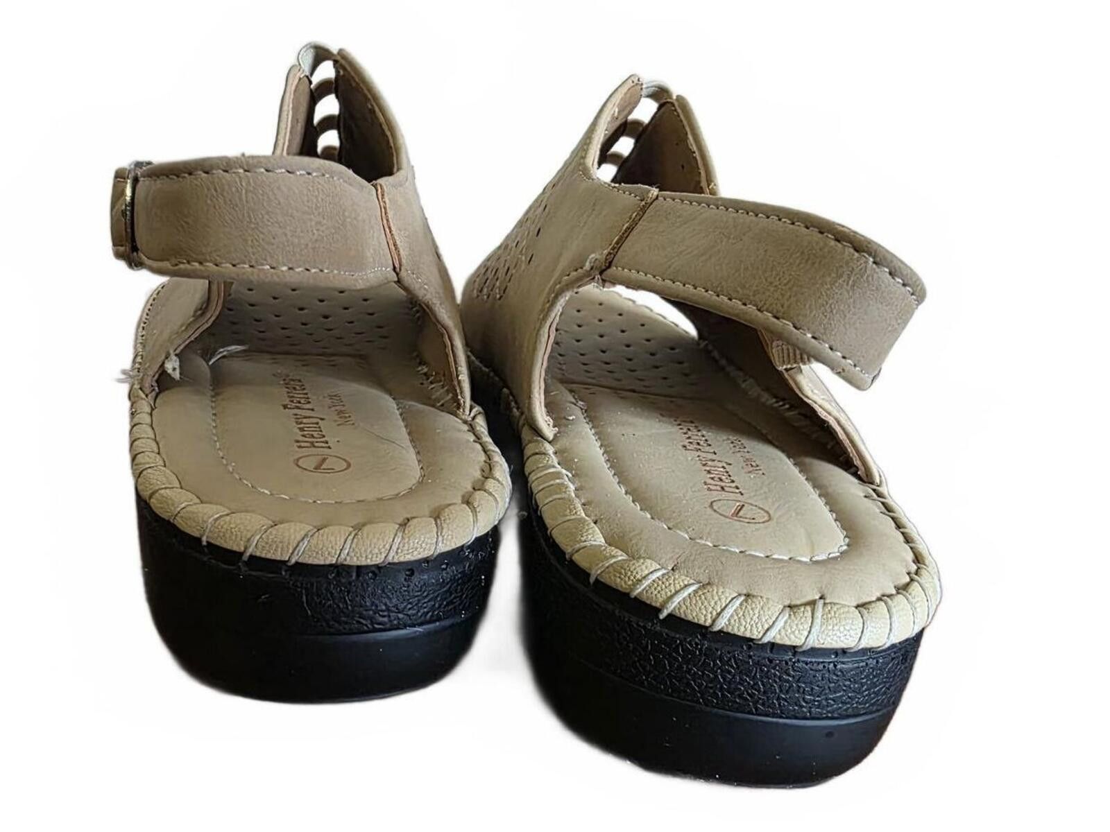 Other Henry Ferrera Beige Leather Comfort Slingback Sandals Size 7 Size US 7 / IT 37 - 4 Thumbnail