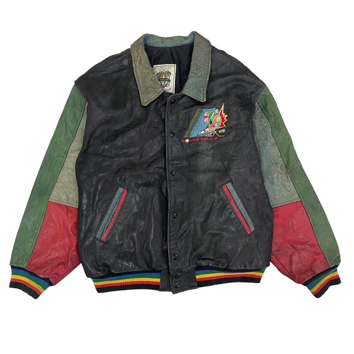 Louisville Slugger 🔥Vintage 90s Louisville Varsity Leather Jacket Size US L / EU 52-54 / 3 - 1 Thumbnail