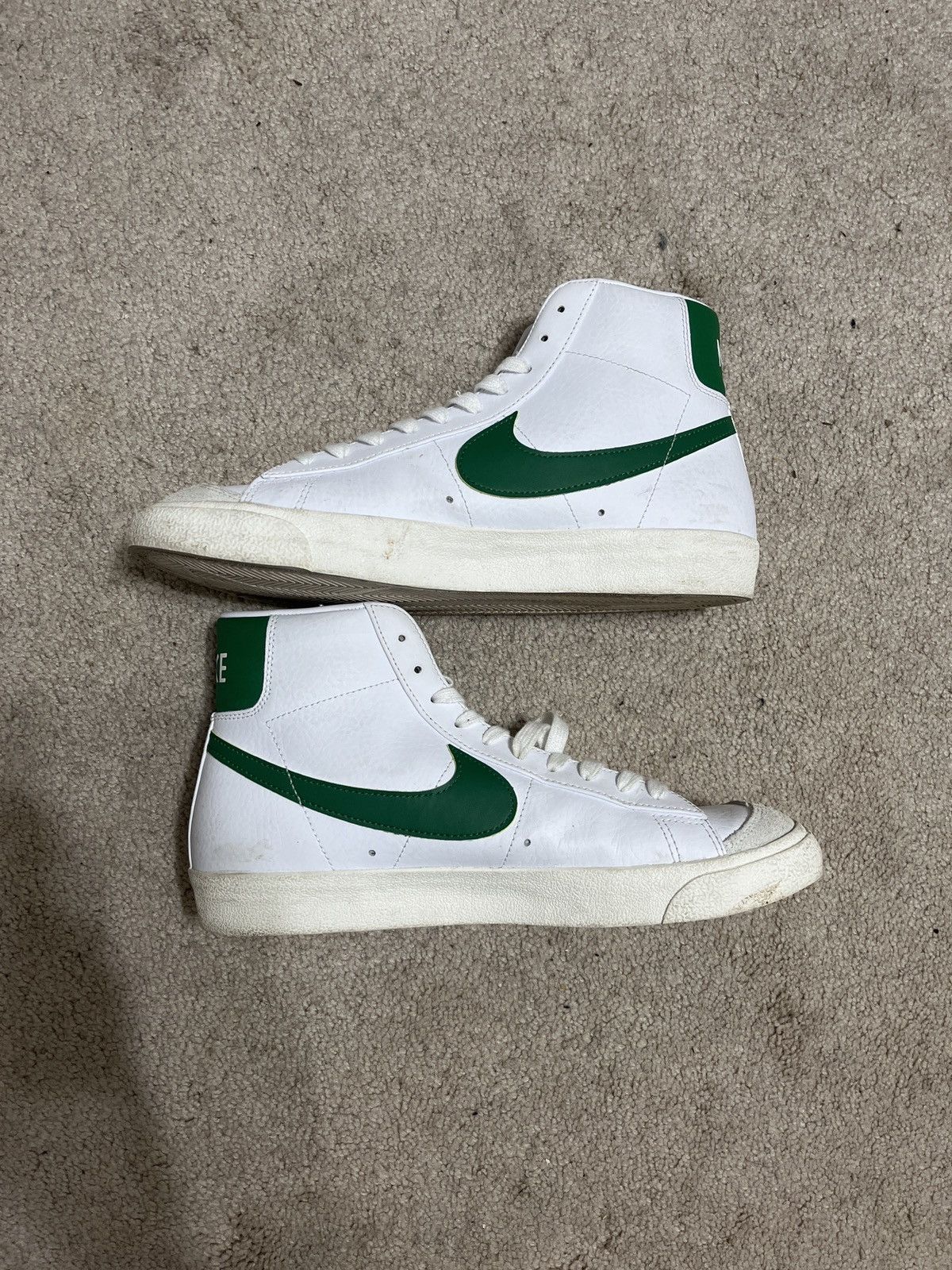 Nike Blazers with green swoosh