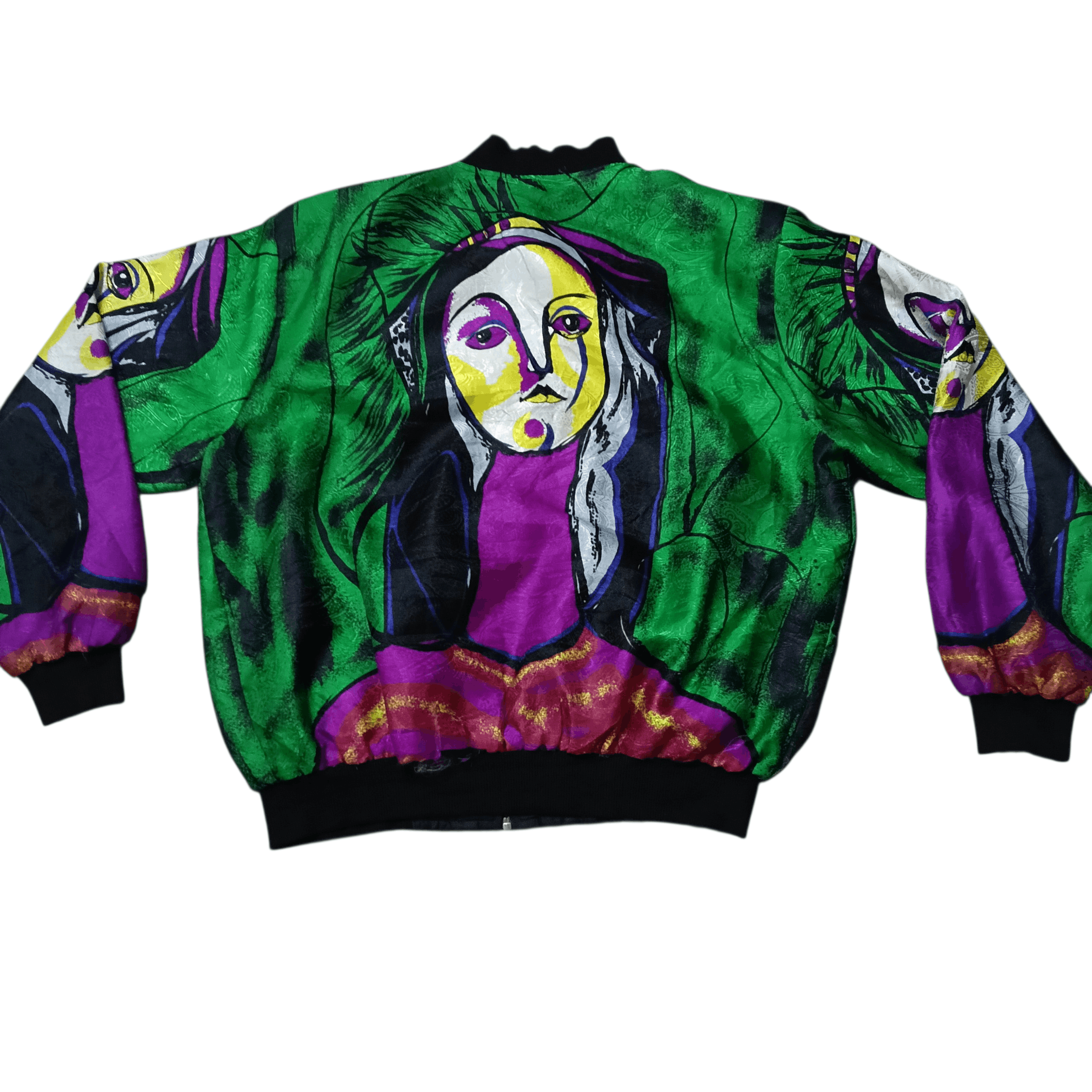 Vintage Vintage 90s Picasso Art Polyester Satin Bomber Jacket. Size US L / EU 52-54 / 3 - 2 Thumbnail
