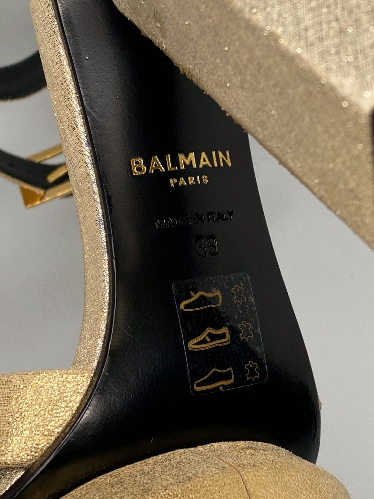 Balmain Balmain Ava Metallic Leather Platform Sandals size 39 Size US 9 / IT 39 - 13 Thumbnail