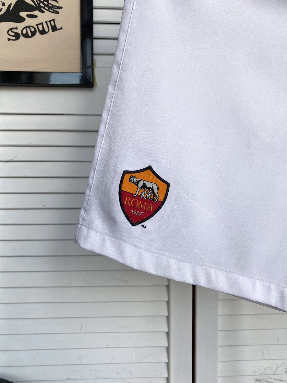 Nike × Vintage Vintage Nike AS Roma Italy Soccer Shorts Home Football White Size US 30 / EU 46 - 5 Thumbnail