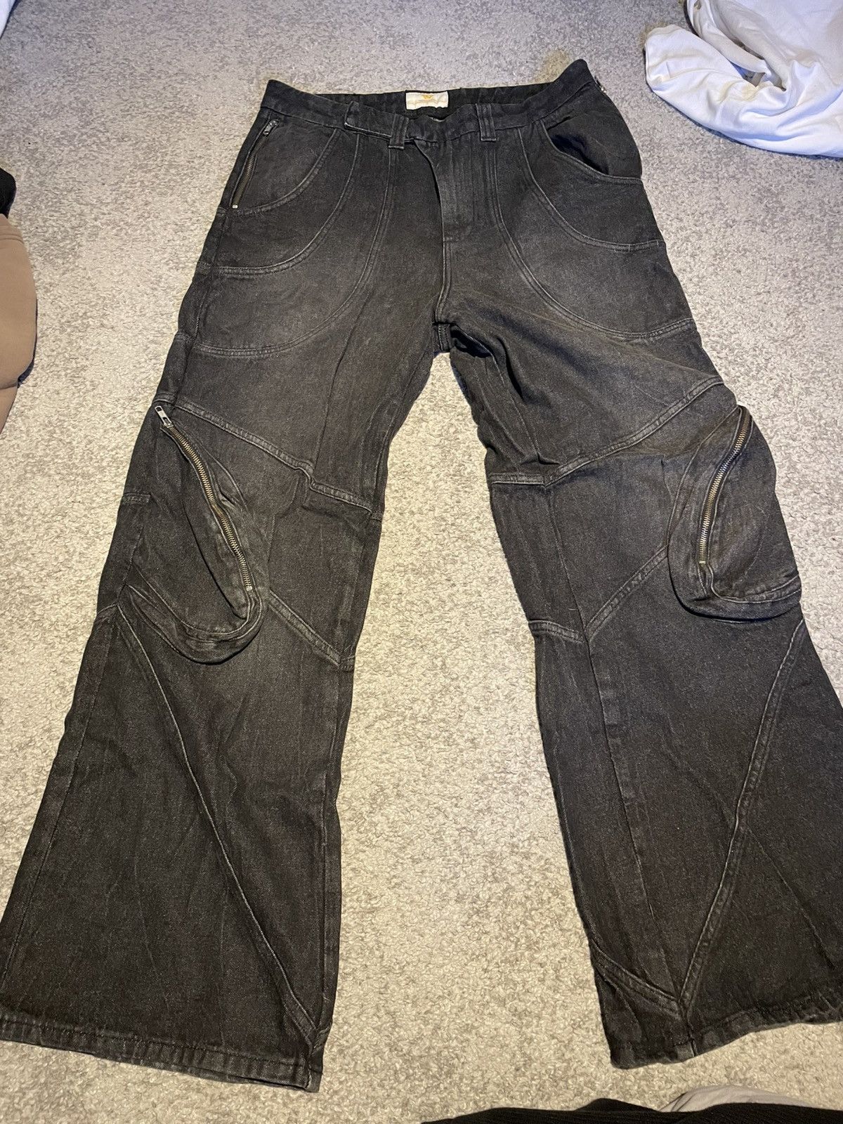 Trendt Vision Black Cargo Denim Jeans Size US 34 / EU 50 - 1 Thumbnail