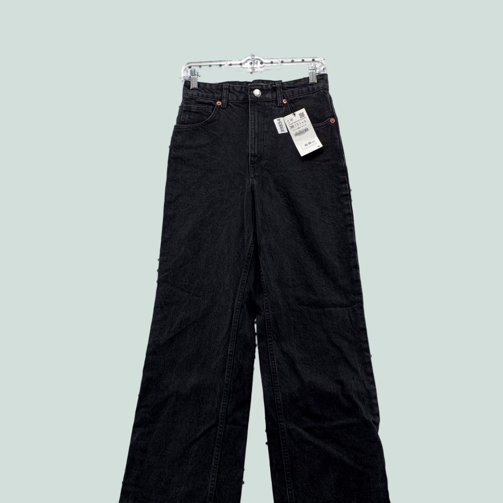 Zara Zara Jeans Womens Size 6 Fits 27x33 Black Denim High Rise Wide Leg New NWT Size 28" / US 6 / IT 42 - 1 Thumbnail