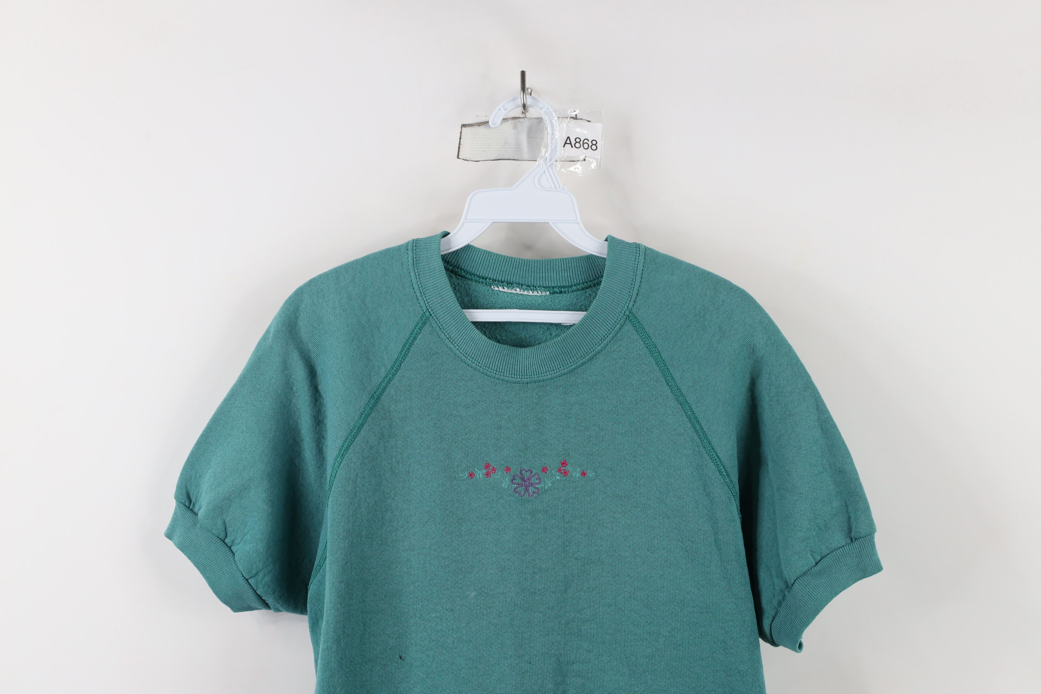 Vintage Vintage 90s Streetwear Flower Short Sleeve Sweatshirt Size L / US 10 / IT 46 - 2 Thumbnail