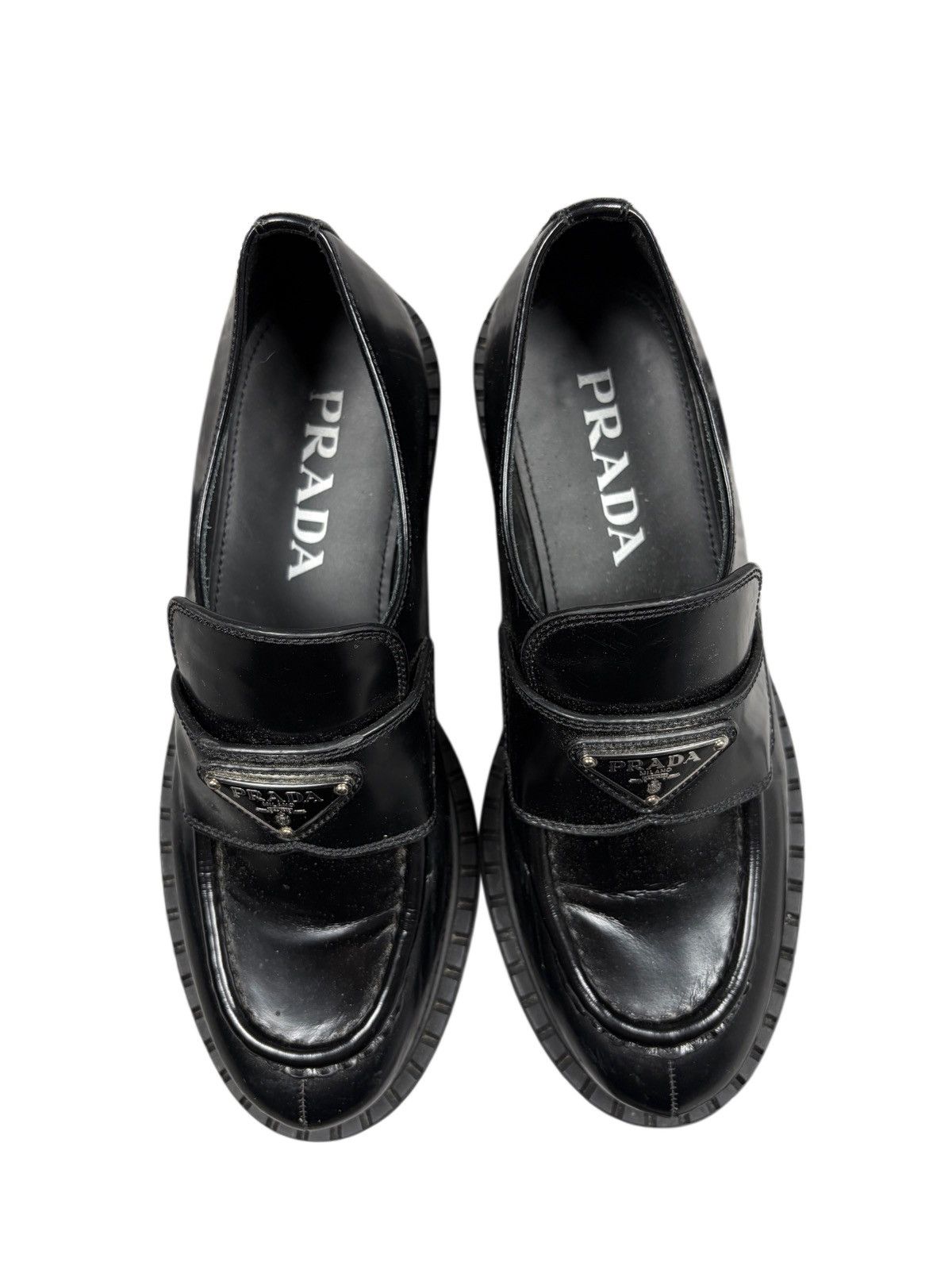 Prada Prada Loafers Black Leather Triangle Logo Size 38 Size US 8 / IT 38 - 6 Thumbnail