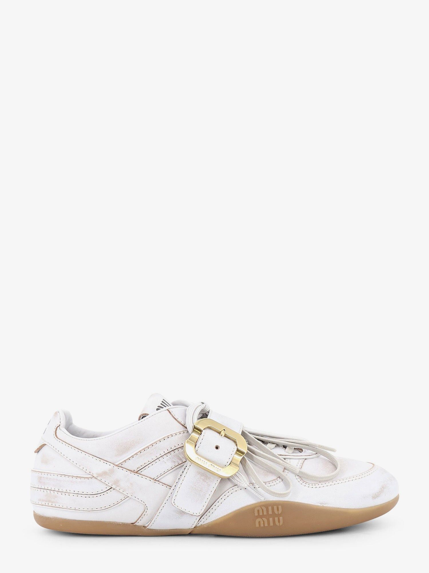 Miu Miu Used-Effect Leather Sneakers With Metal Buckle Detail Size US 10 / IT 40 - 1 Thumbnail