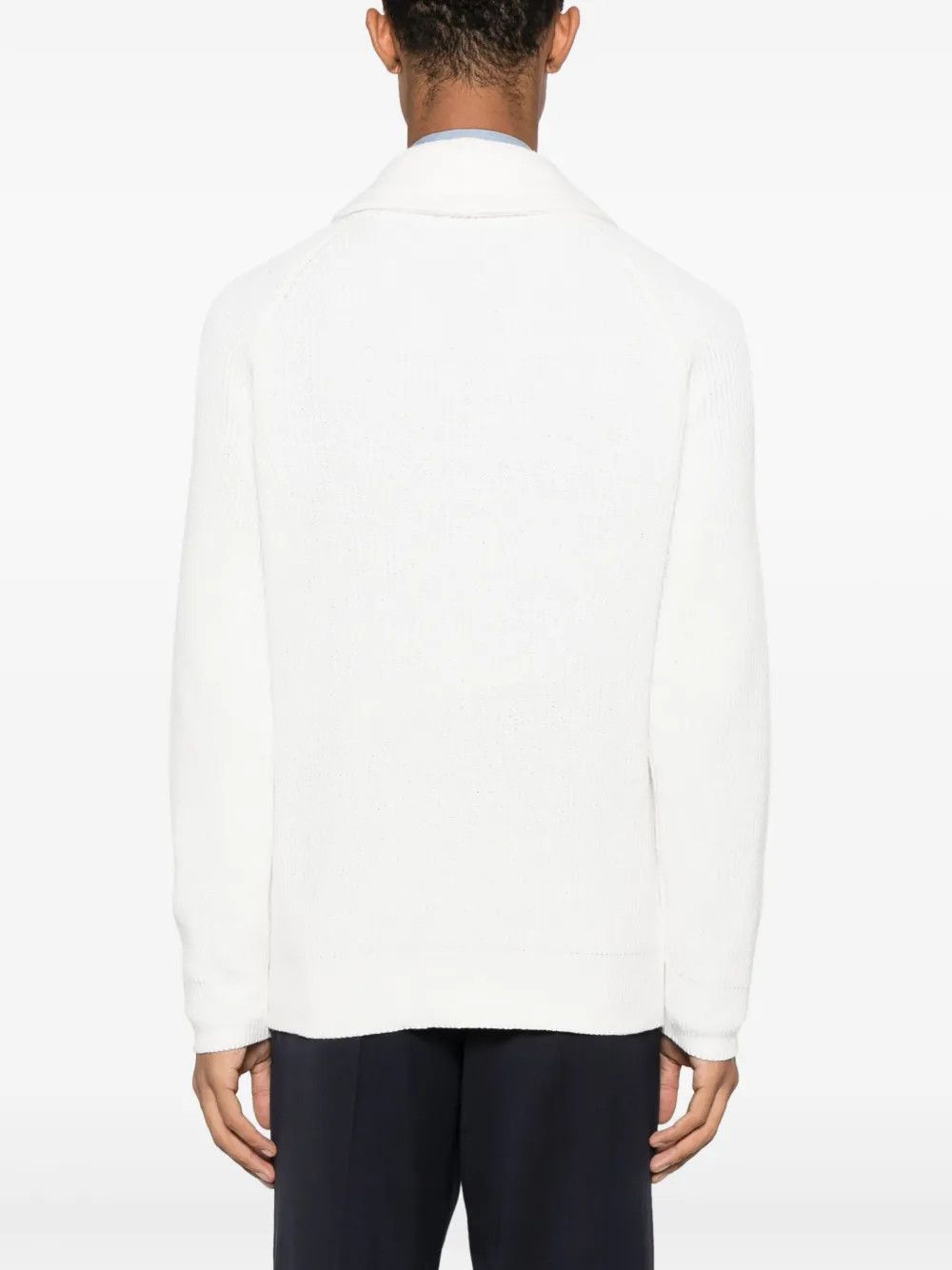 Brunello Cucinelli o1w1db10326 Ribbed Knit Cardigan in White Size US M / EU 48-50 / 2 - 5 Thumbnail