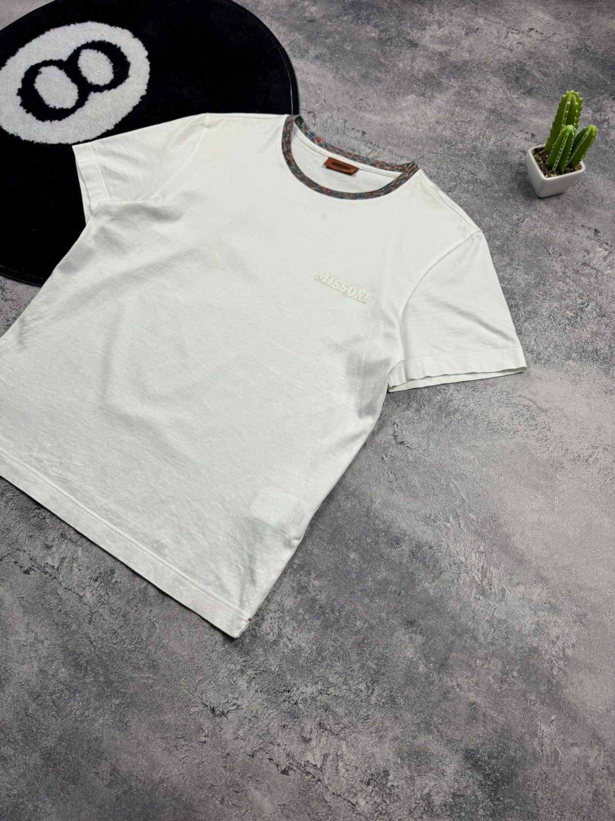 Missoni Missoni Logo T-shirt w/ Signature Space-Dye Knit Collar Size US S / EU 44-46 / 1 - 5 Thumbnail