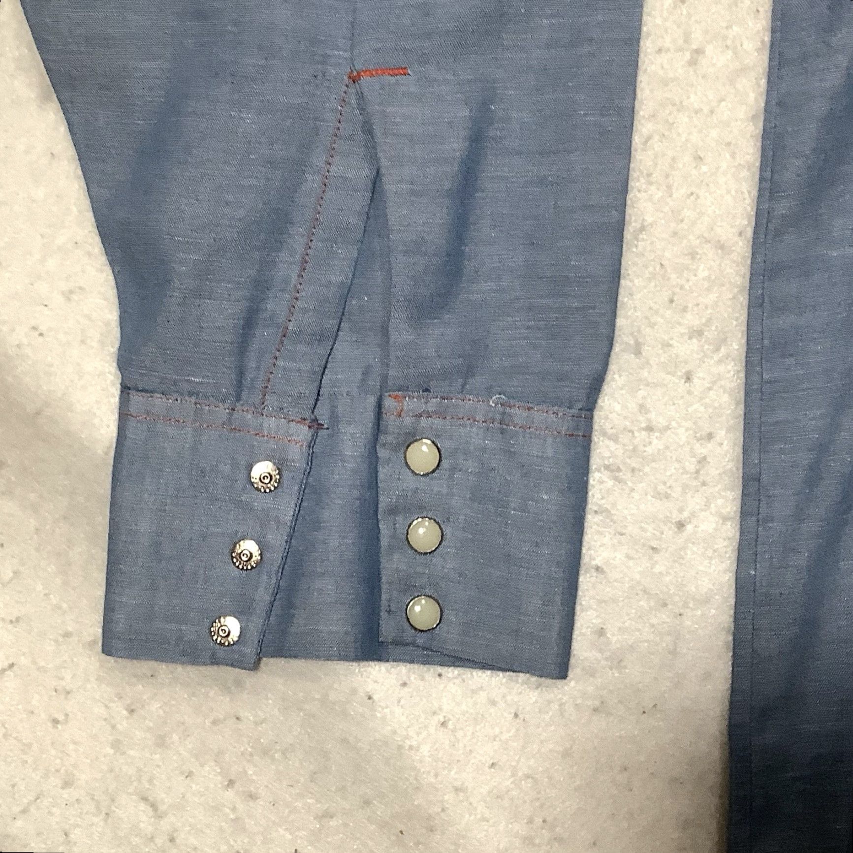 Vintage VINTAGE Big Mac Shirt 2XL Western Chambray Cowboy Long Sleeve Snap Button-Up Collared Blue 70s Retro Work Mens Size US XXL / EU 58 / 5 - 2 Thumbnail
