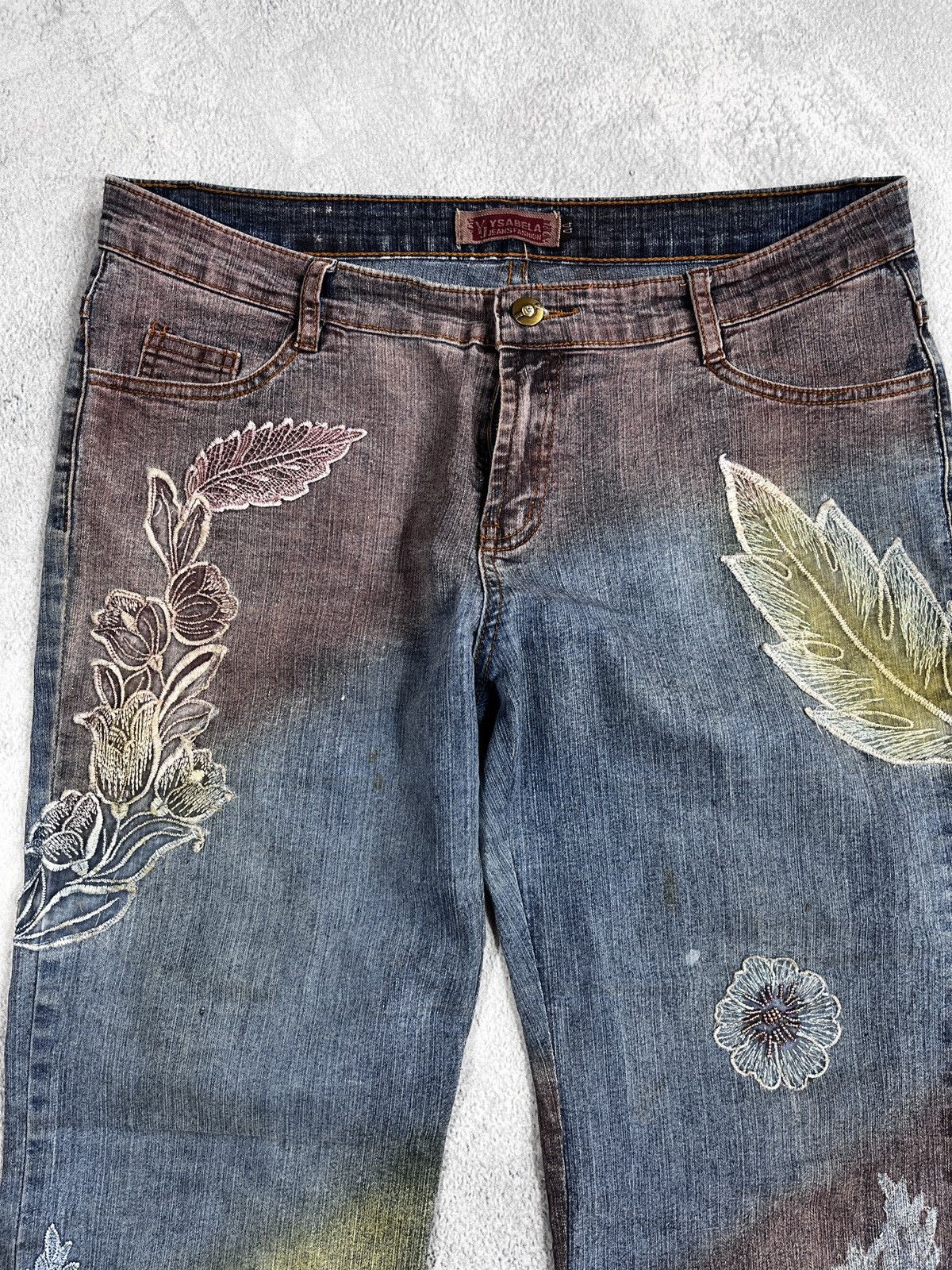 Japanese Brand × Vintage VintageY2K Flared low rise patchwork faded bootcut jeans Size 29" - 3 Thumbnail