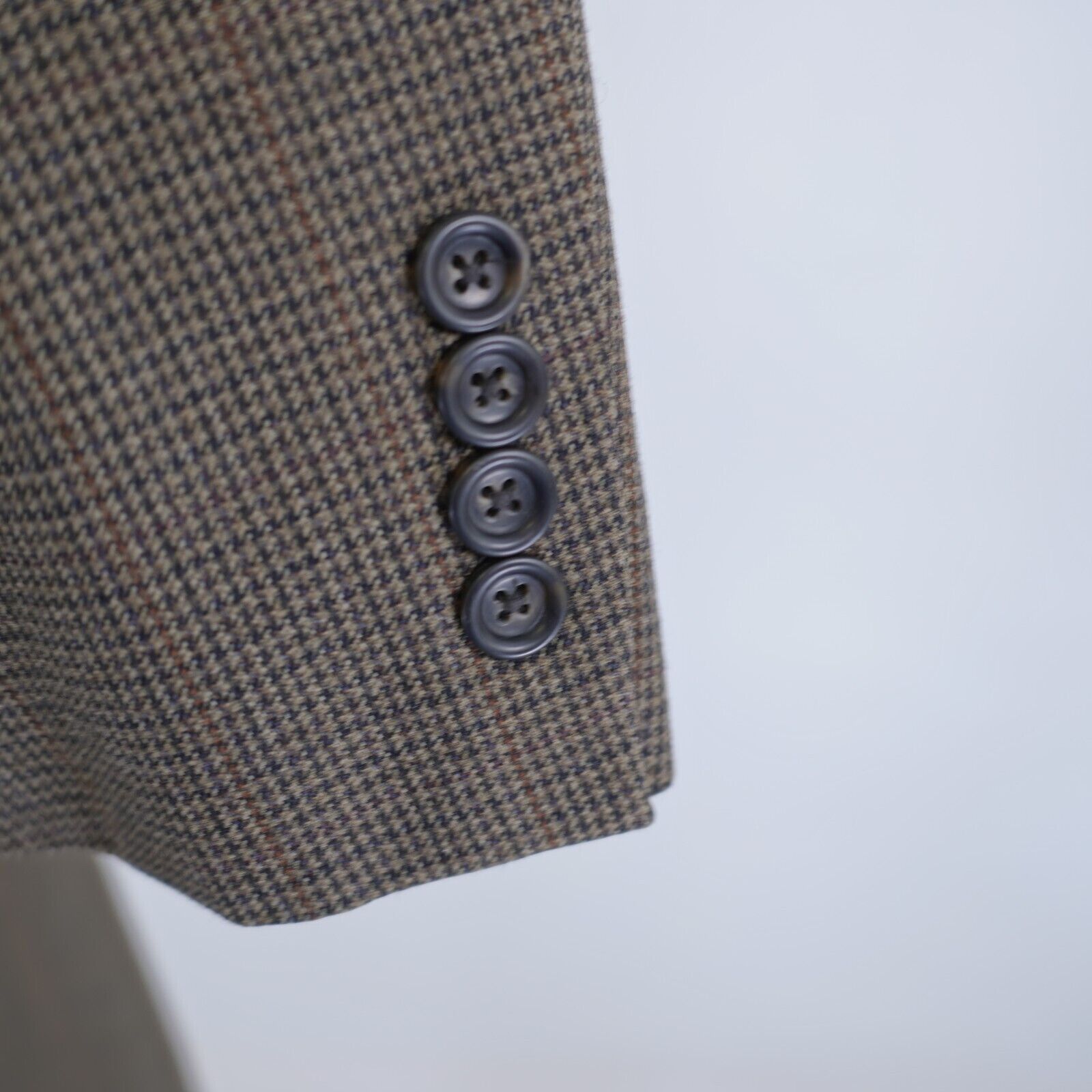 Pronto Uomo Pronto Uomo Brown Tan Tweed Wool Houndstooth Windowpane 40R Size 40R - 3 Thumbnail