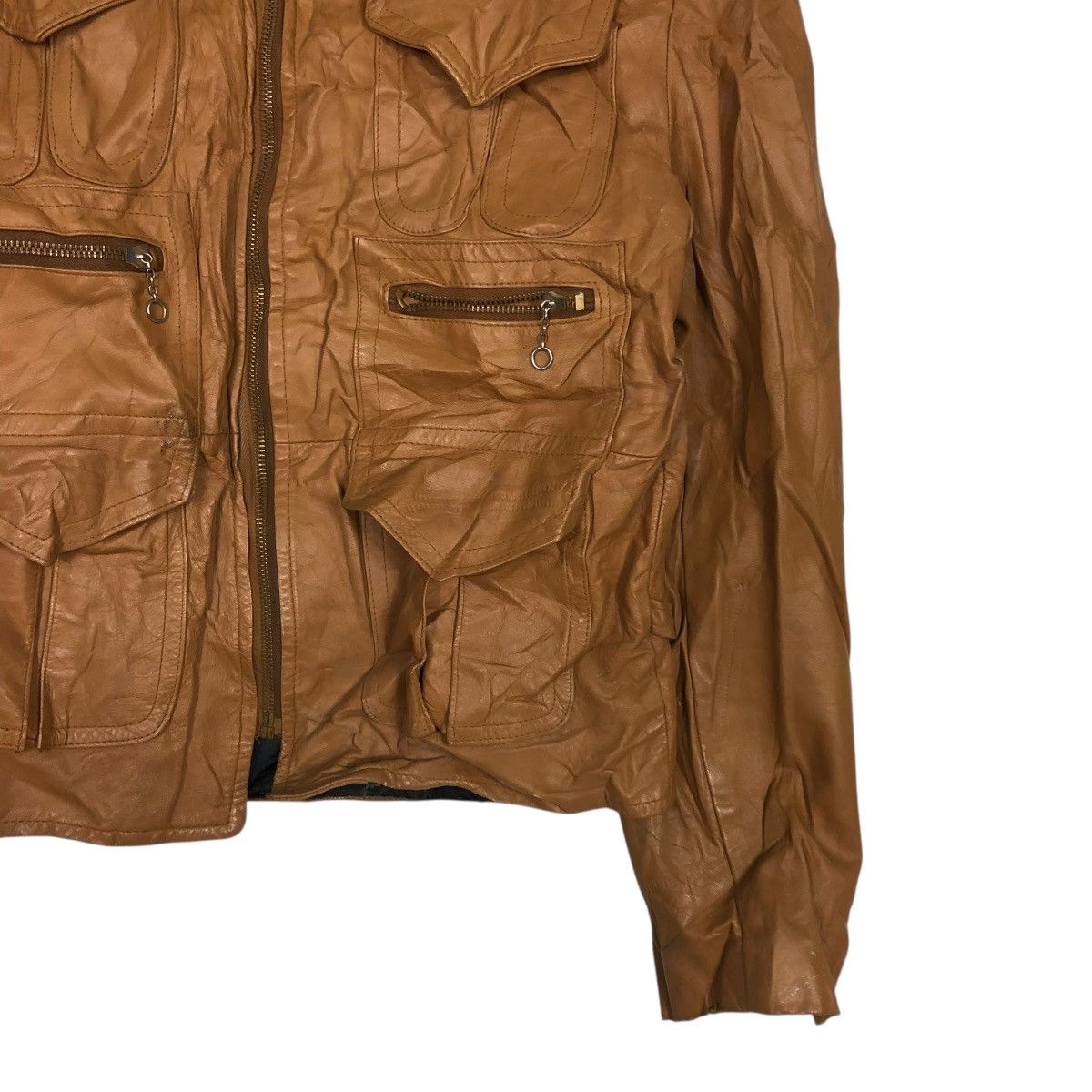 Japanese Brand 🔥CROPPED BIKER LEATHER JACKET UNBRANDED ISSEY MIYAKE Size US M / EU 48-50 / 2 - 7 Thumbnail