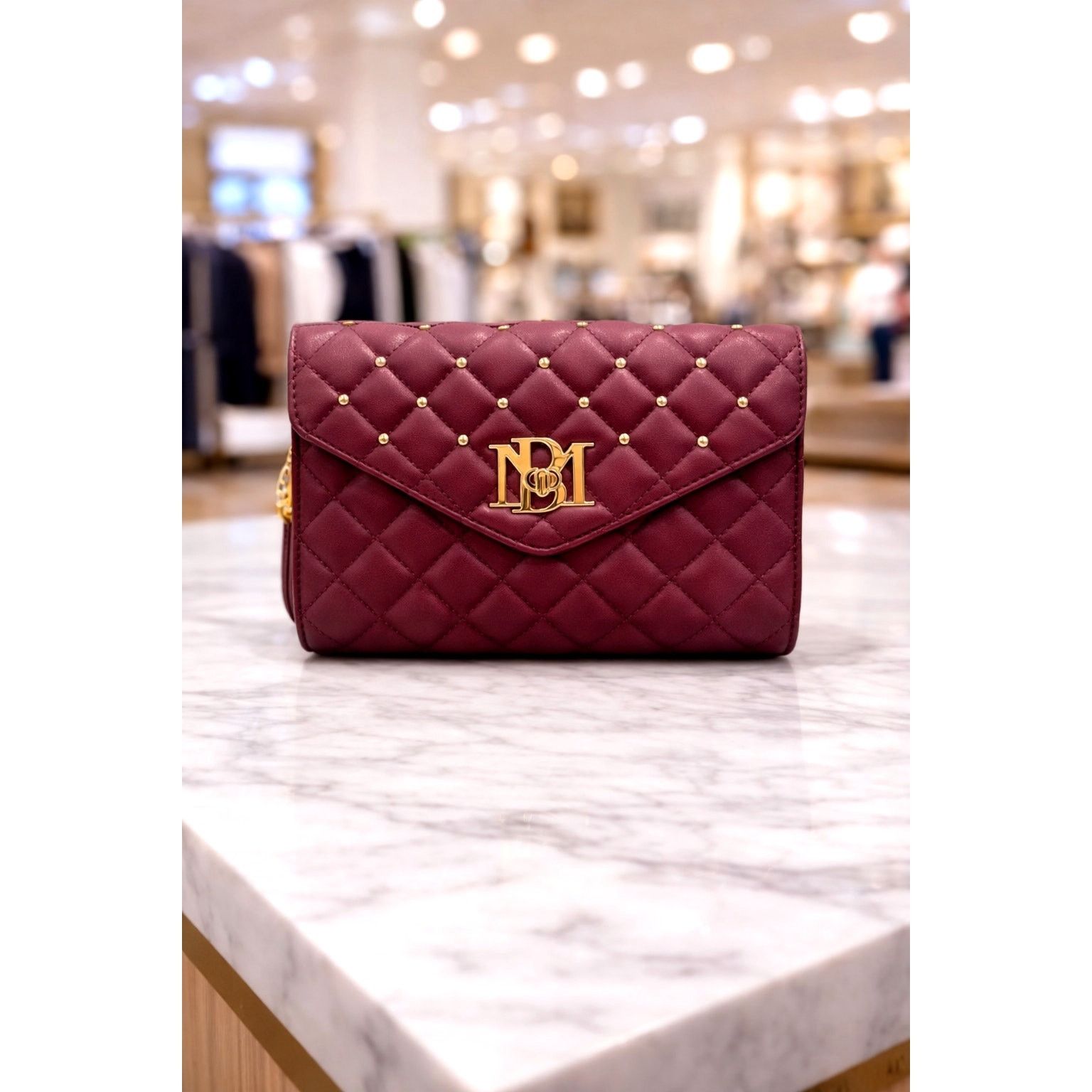 Badgley Mischka Badgley Mischka Diamond Quilt Convertible Crossbody Bag Plum Size ONE SIZE - 1 Thumbnail