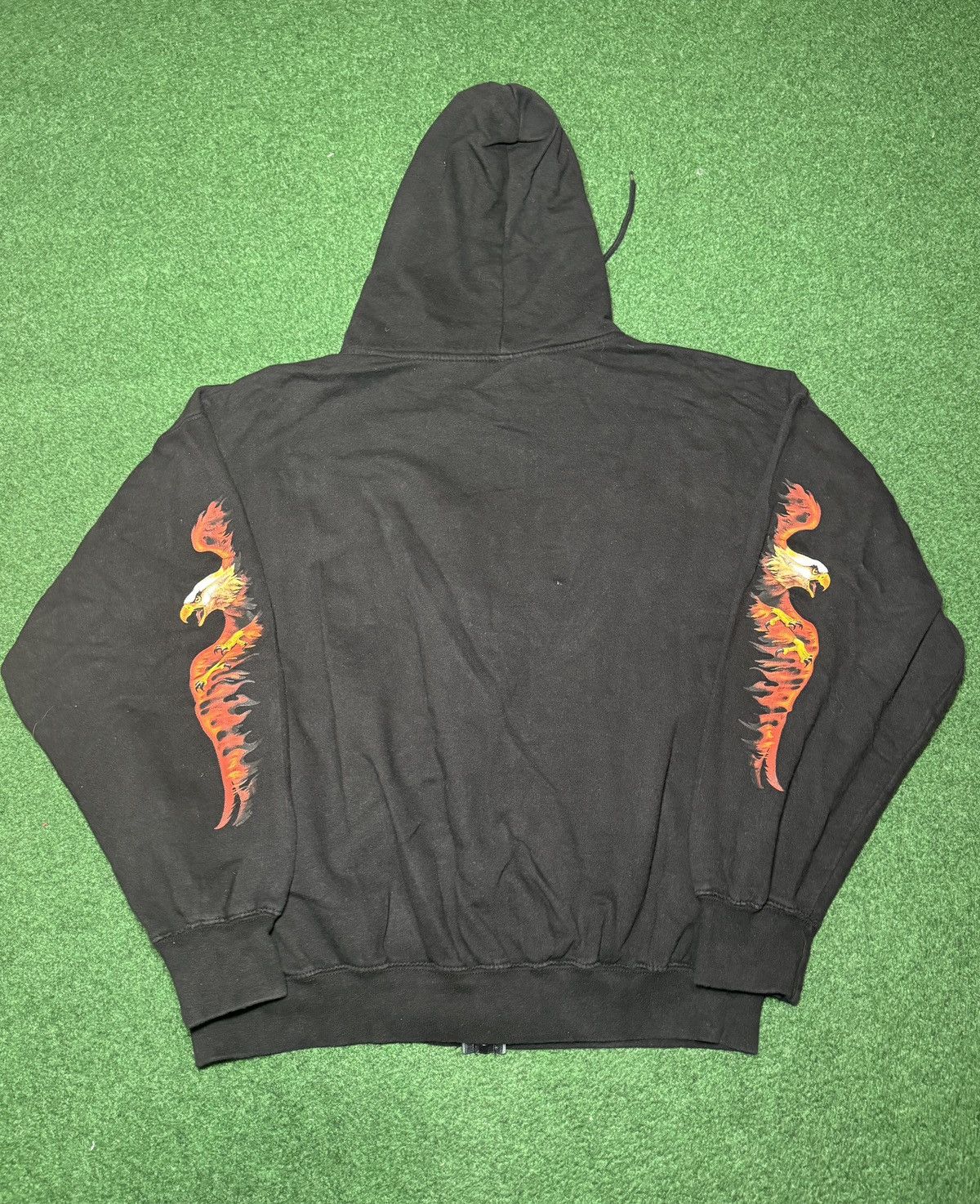 Harley Davidson Y2K Flame Sleeve Boxy Biker Hip Hop Grunge Full Zip Hoodie Size US M / EU 48-50 / 2 - 2 Thumbnail