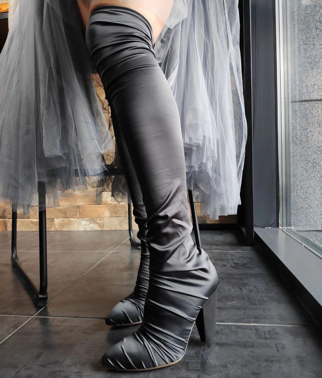 Dolce & Gabbana Dolce & Gabbana Vintage Black High-Stock Stretch Silk Boots Size US 6 / IT 36 - 1 Thumbnail