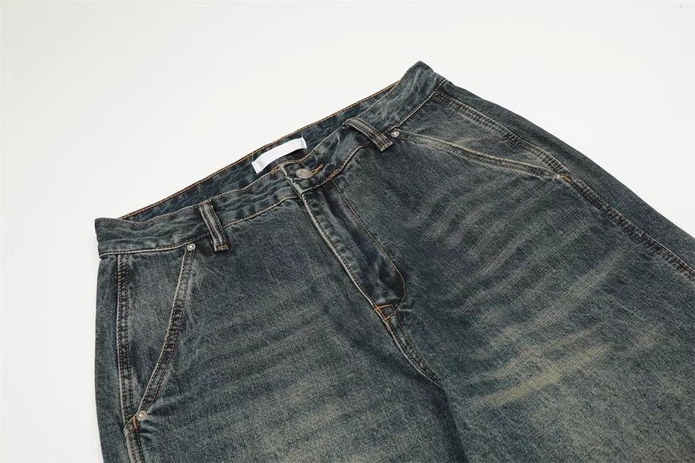 Japanese Brand × Jean Men's street loose straight simple washed distressed jeans Size US 32 / EU 48 - 3 Thumbnail