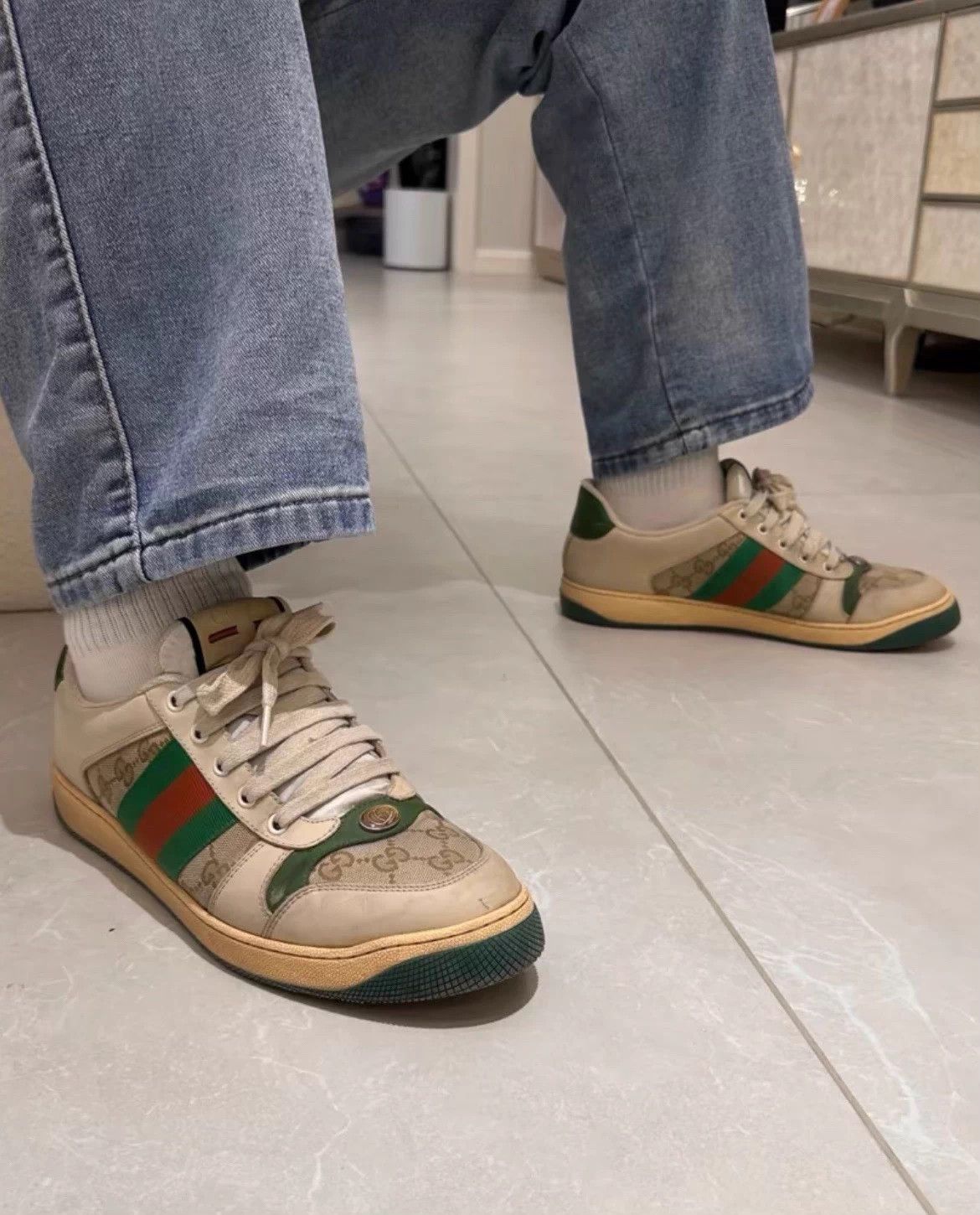 Gucci GUCCI Screener GG Enamel Dirty Sneaker UK8/EU42 Size US 9 / EU 42 - 7 Thumbnail