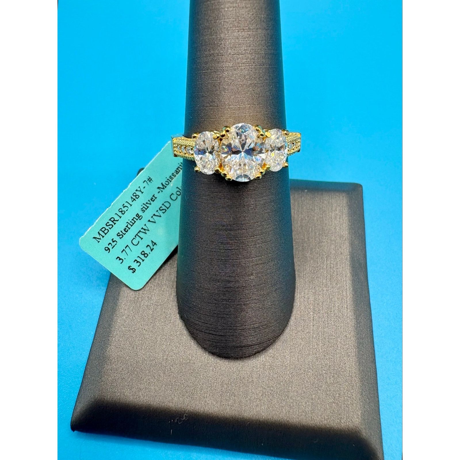 Jewelry NWT - 3.77CT Moissanite Vermeil over 925 Sterling - Sz. 6.75 Size ONE SIZE - 1 Thumbnail