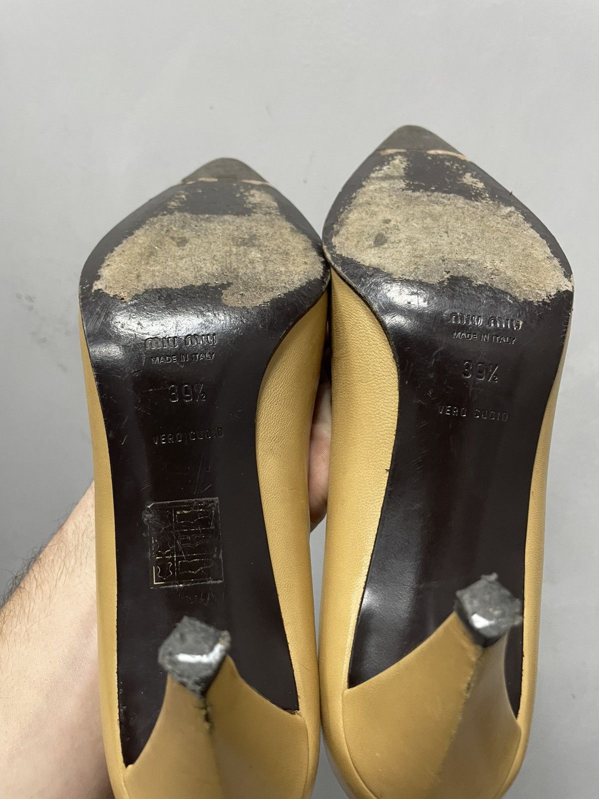 Miu Miu Miu Miu heel beige leather shoes mules y2k Size US 9 / IT 39 - 8 Thumbnail